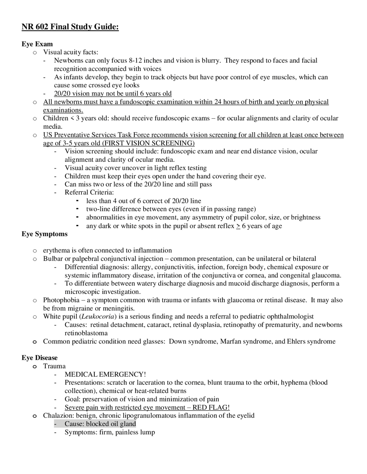 NR 602 Final Study Guide: Eye Exam and Musculoskeletal Conditions ...