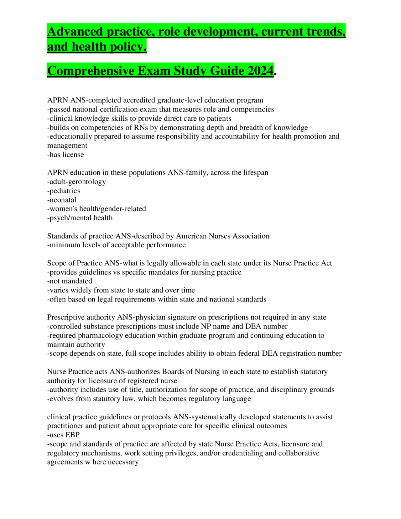Advanced Practice Registered Nurses (APRNs): Roles, Competencies, and ...