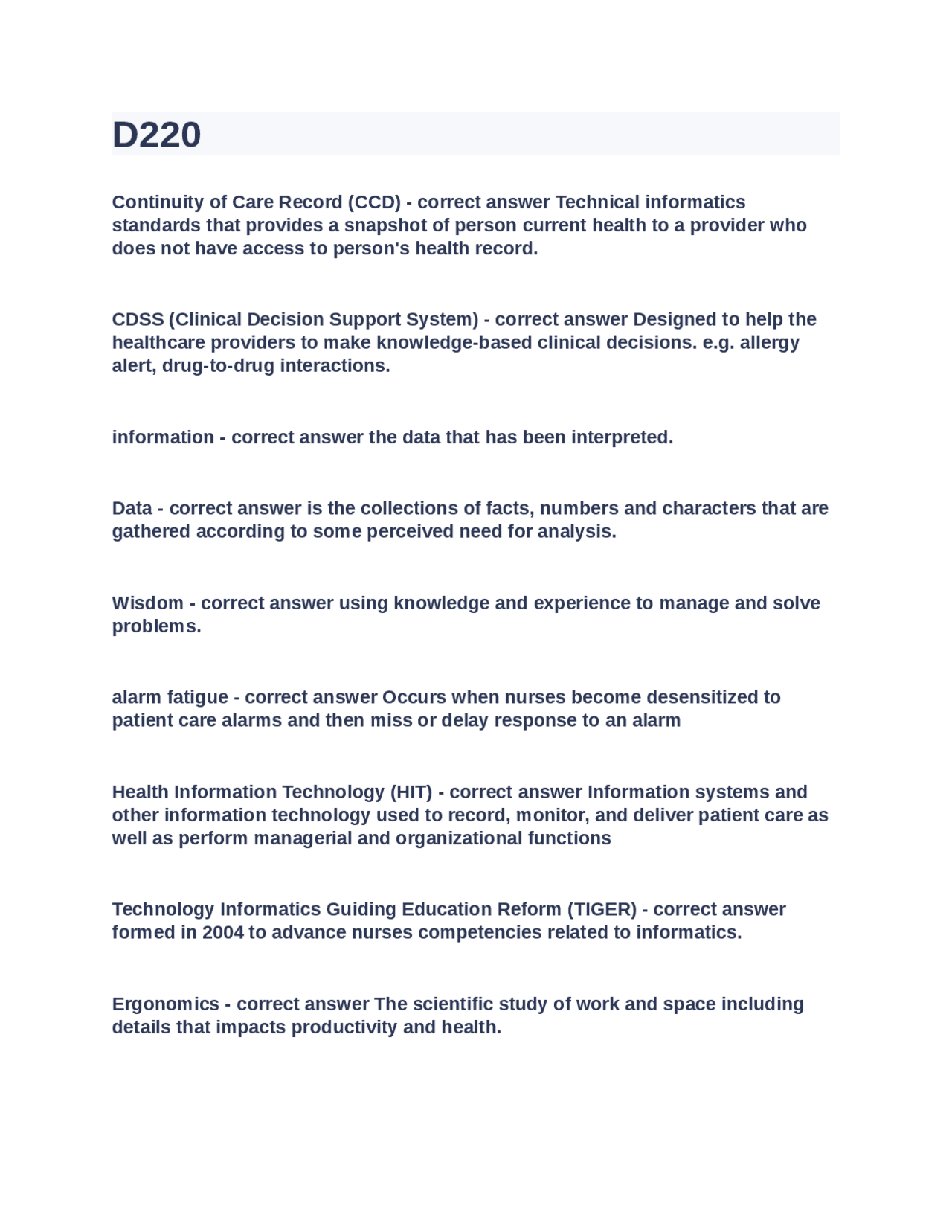 D220 Information Technology In Nursing practice | Exams Information ...