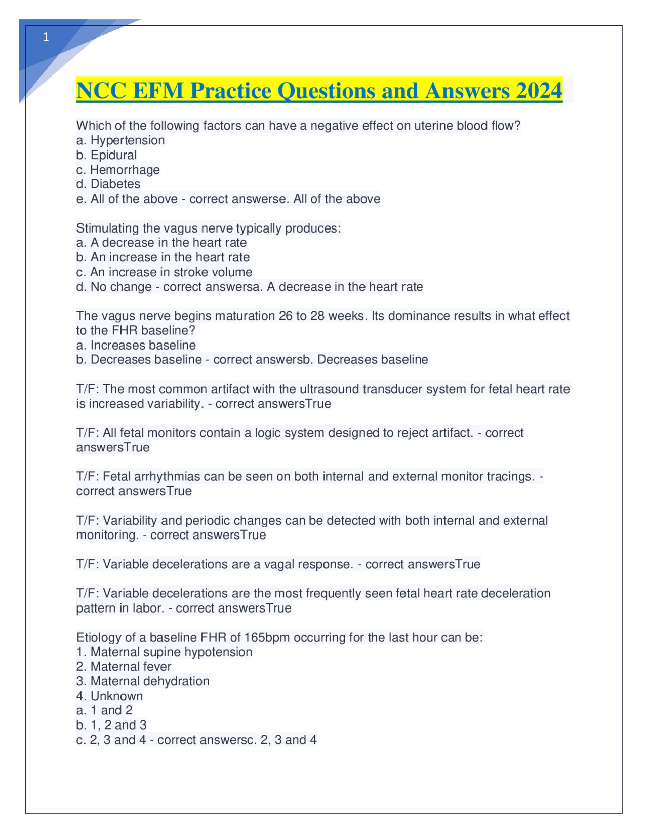 Obstetrics: Identifying and Addressing Fetal Heart Rate Issues | Exams ...
