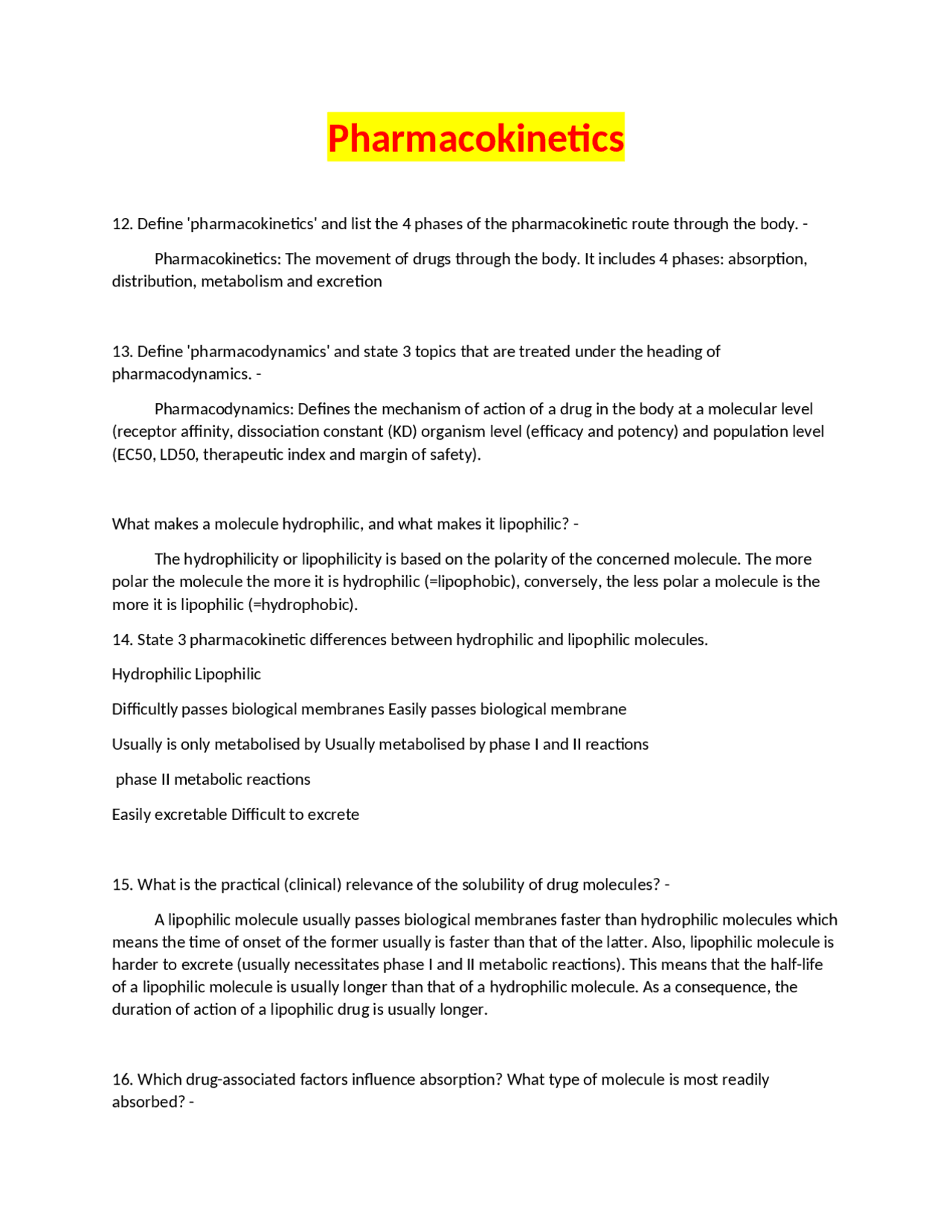 Drug PK/PD: Absorption, Distribution, Metabolism, Excretion, and ...