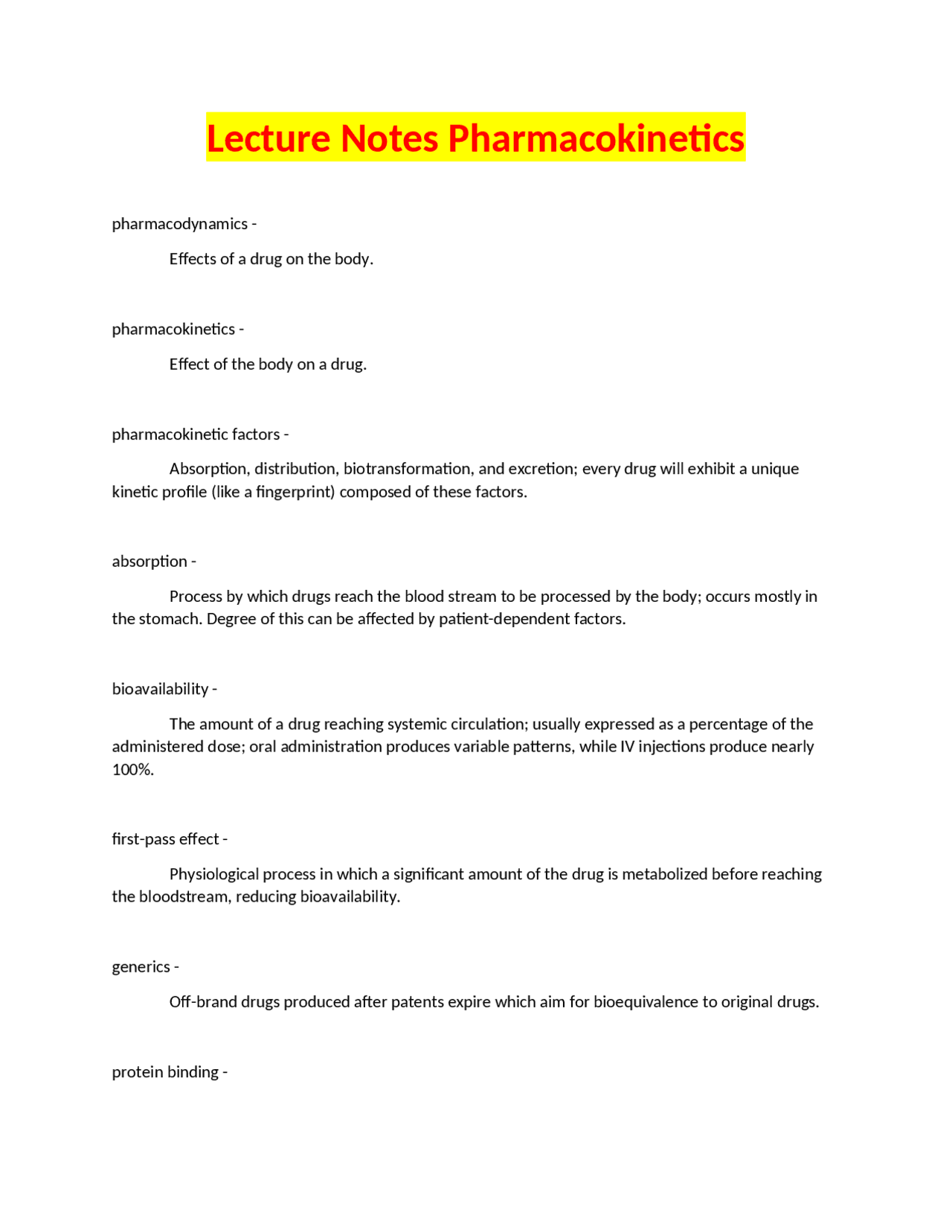 Drug PK/PD: Absorption, Distribution, Metabolism, Excretion | Exams ...