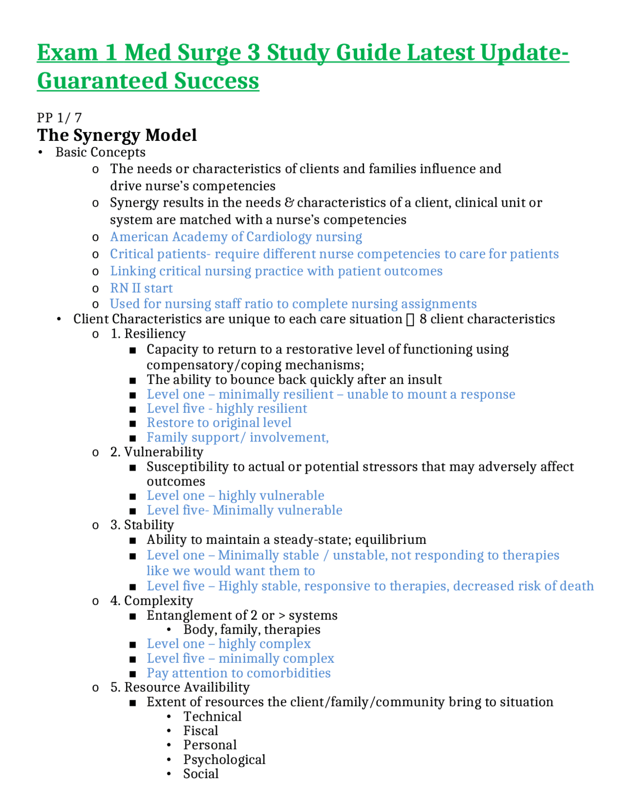 Exam 1 Med Surge 3 Study Guide Latest Update-Guaranteed Success | Exams ...