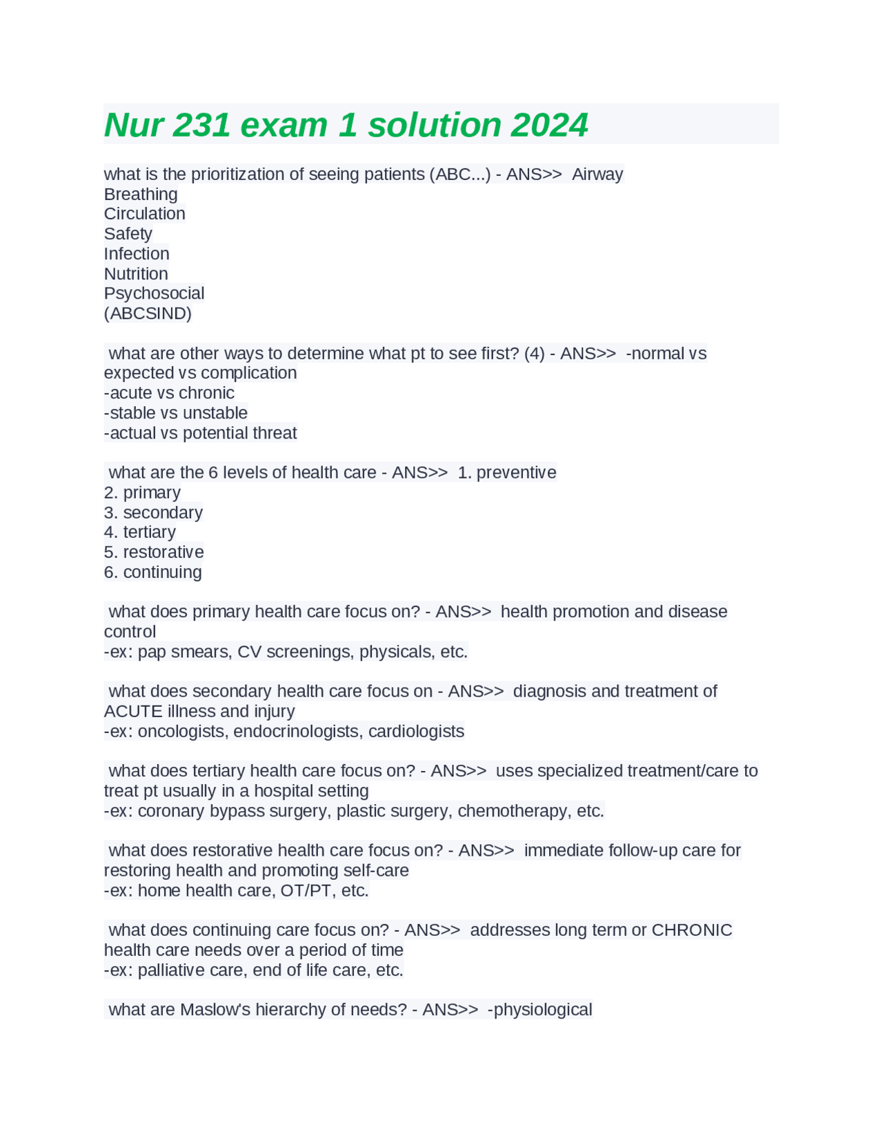 Healthcare Levels and Maslow's Hierarchy of Needs: An Overview | Exams ...