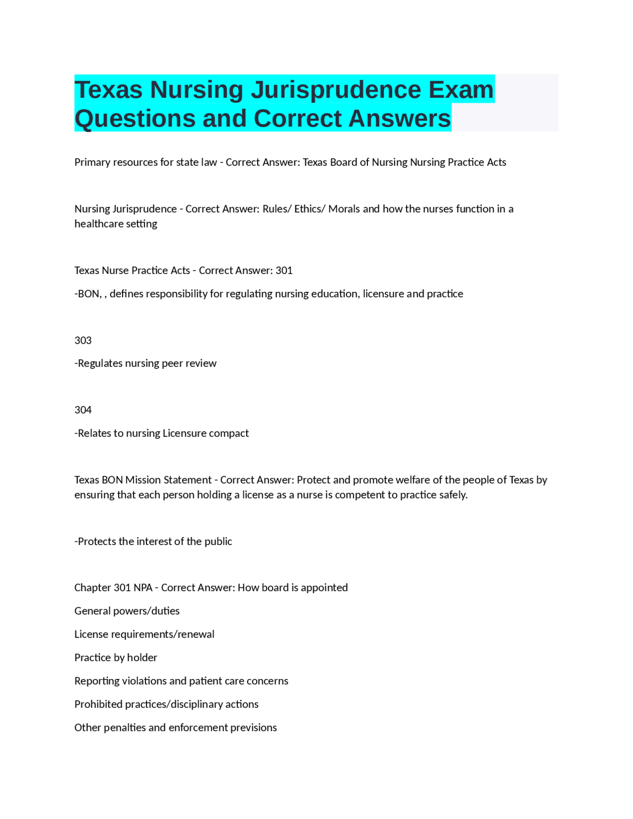 Texas Nursing Jurisprudence Exam Questions And Answers Pdf 27 - 3hdluuh