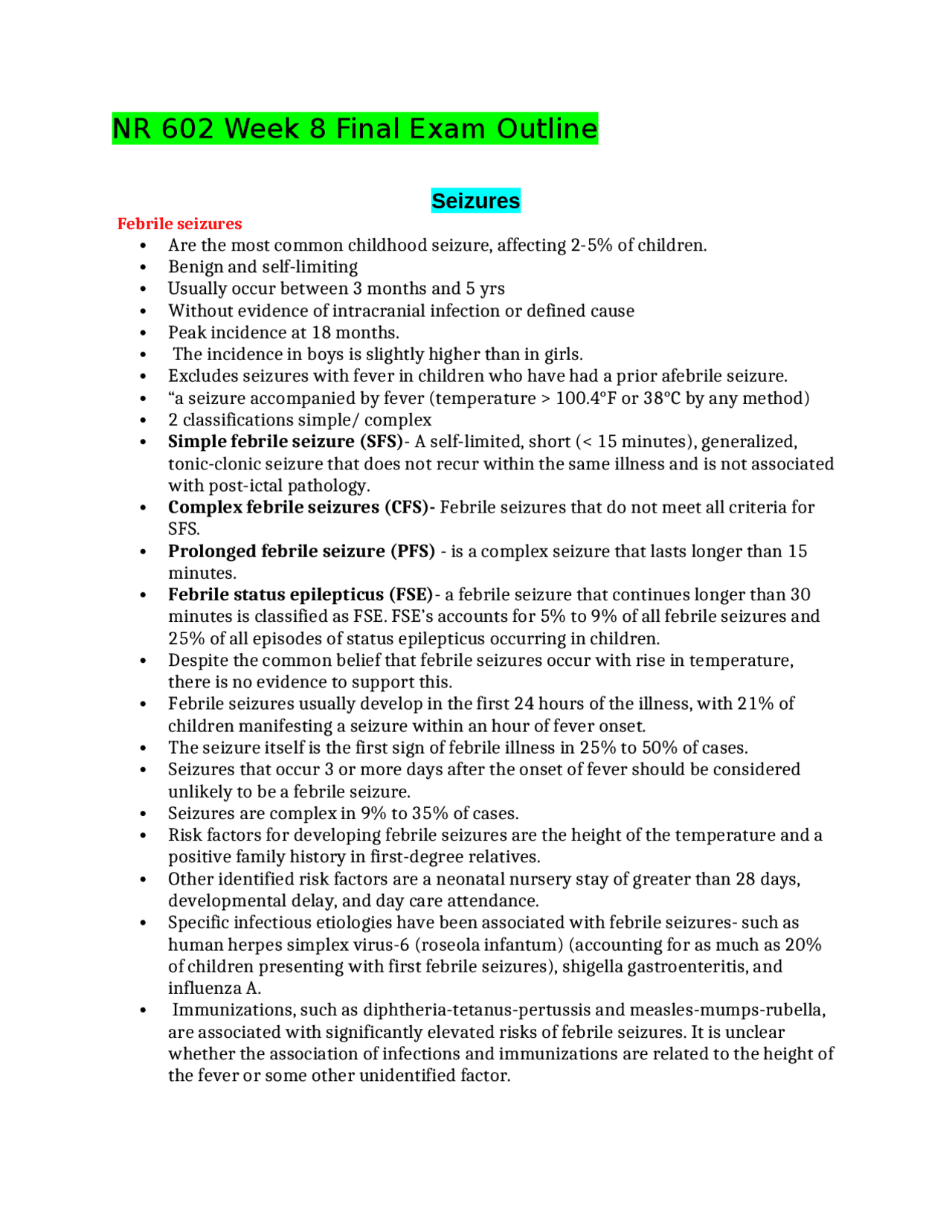 NR 602 Final Exam Outline / NR602 Final Exam Outline (New, 2024 ...