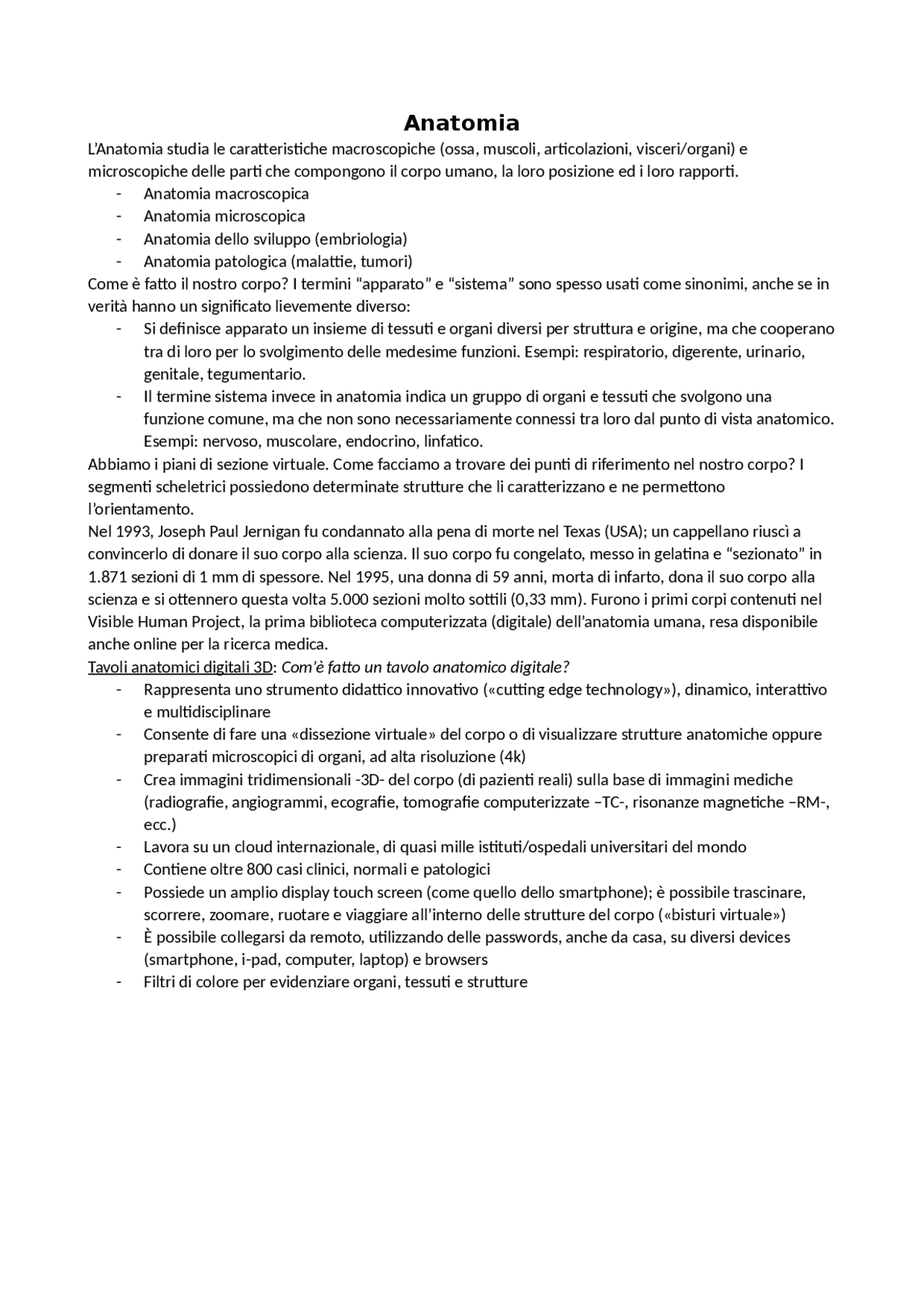 Anatomia (vari tipi di sistemi ecc.) Schemi e mappe concettuali di