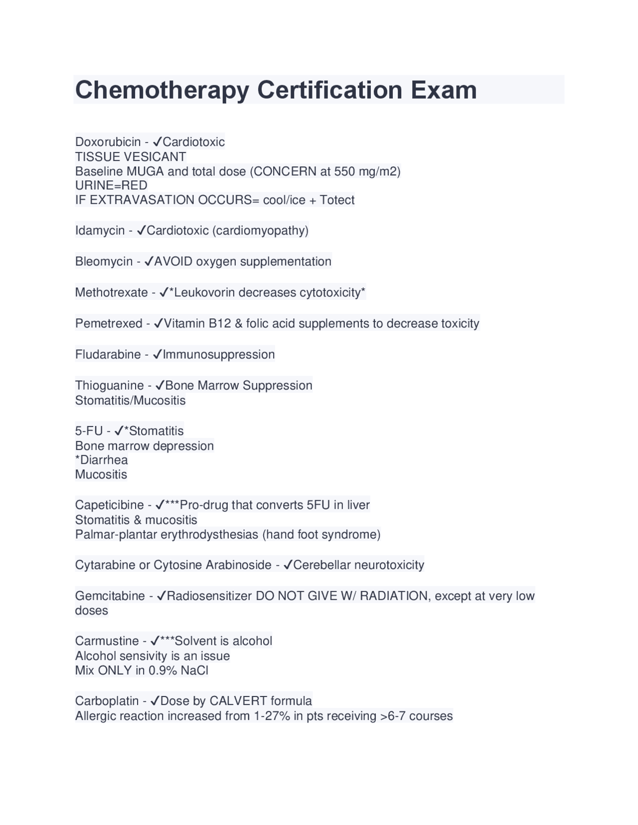 Chemotherapy Certification Exam Latest 2024/2025 Exams Nursing Docsity Chemotherapy Certification Exam Latest 2024/2025 Exams Nursing Docsity