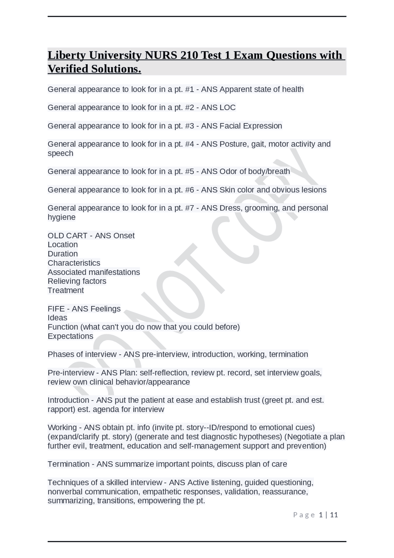 Liberty University NURS 210 Test 1 Exam Questions with Verified ...
