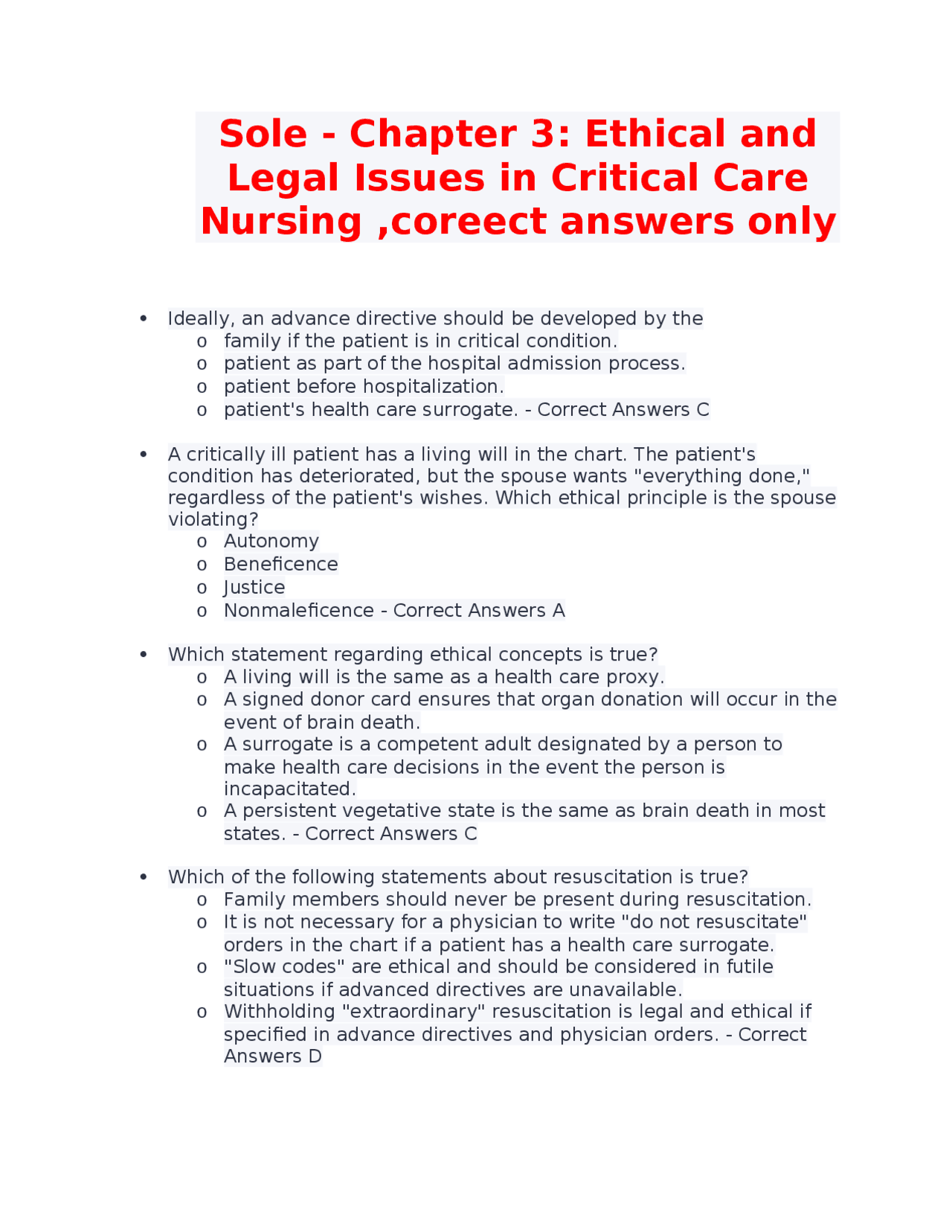 Sole Chapter 3: Ethical and Legal Issues in Critical Care Nursing ...