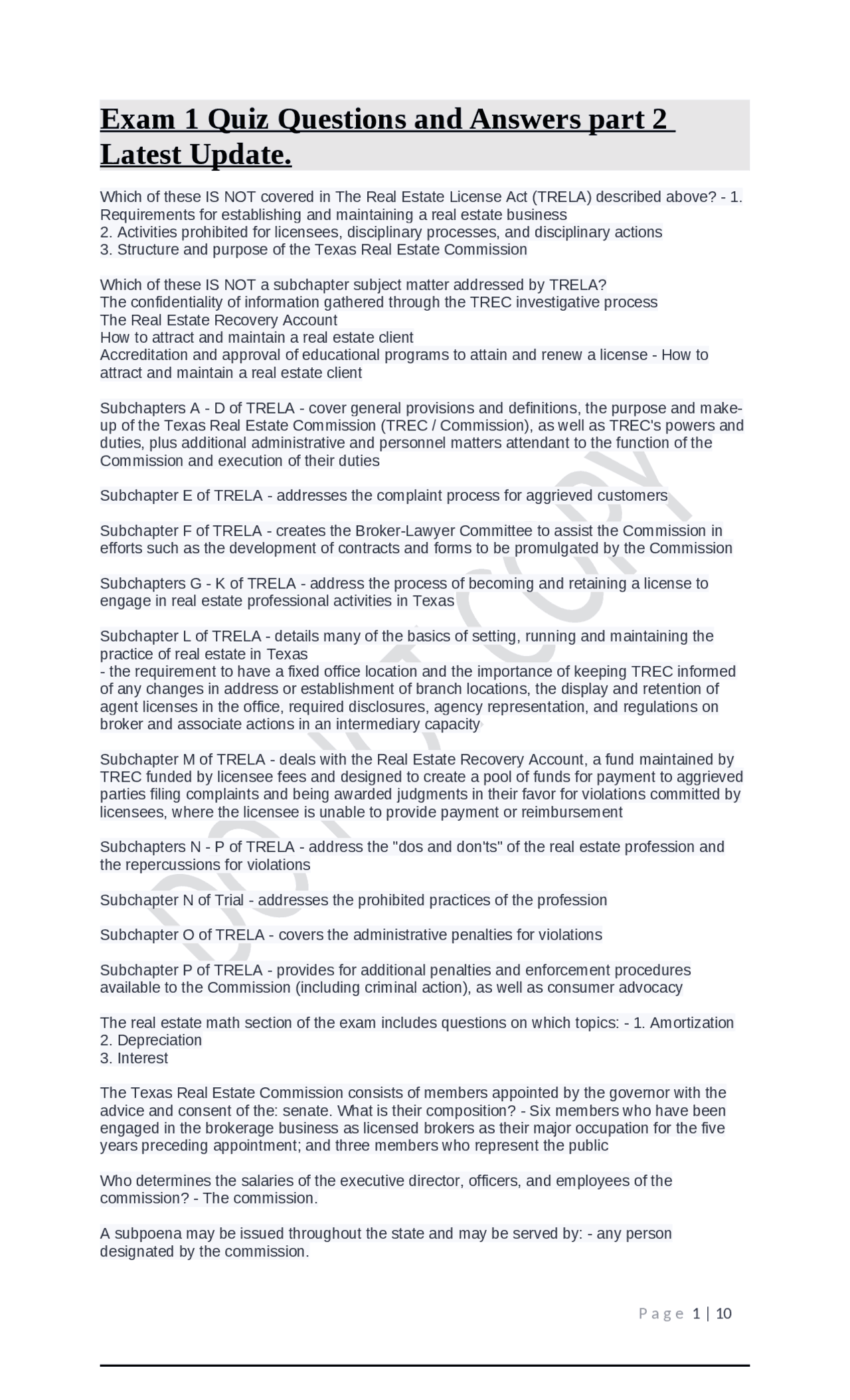 Texas Real Estate License Act and TREC Regulations A Comprehensive