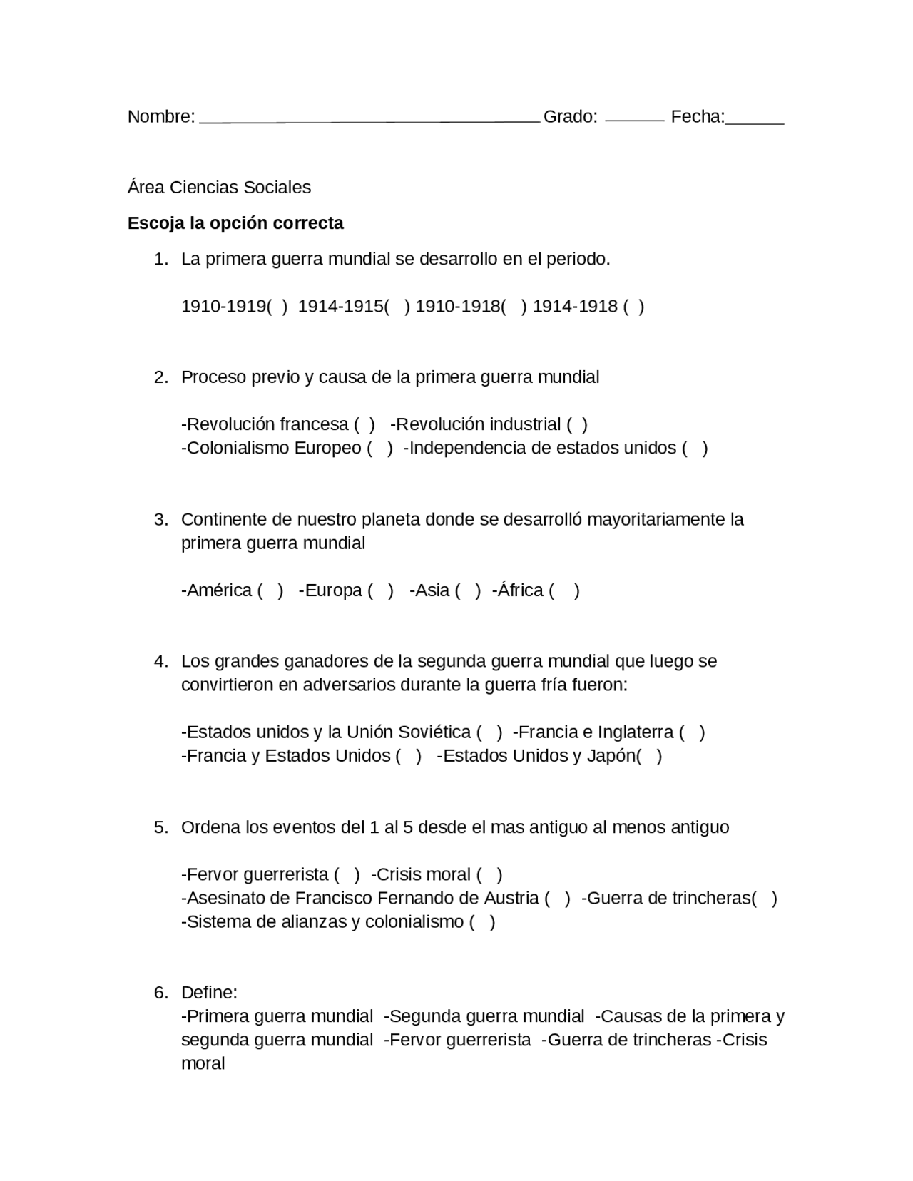 Examen 11 para pruebas saber | Exámenes de Ciencias Sociales | Docsity