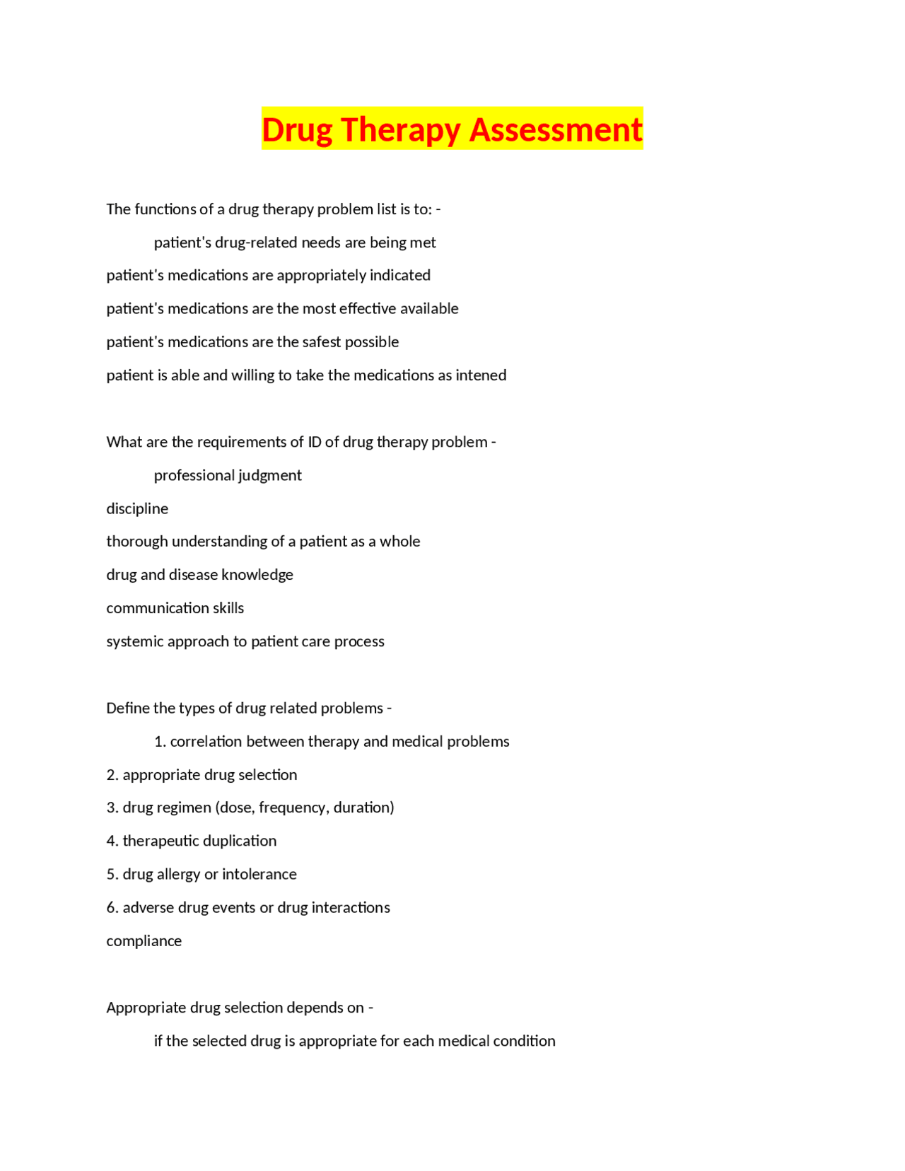 Drug Therapy Problem Chart.pdf Drug Therapy Assessment: Identifying and Addressing Drug-Related ...