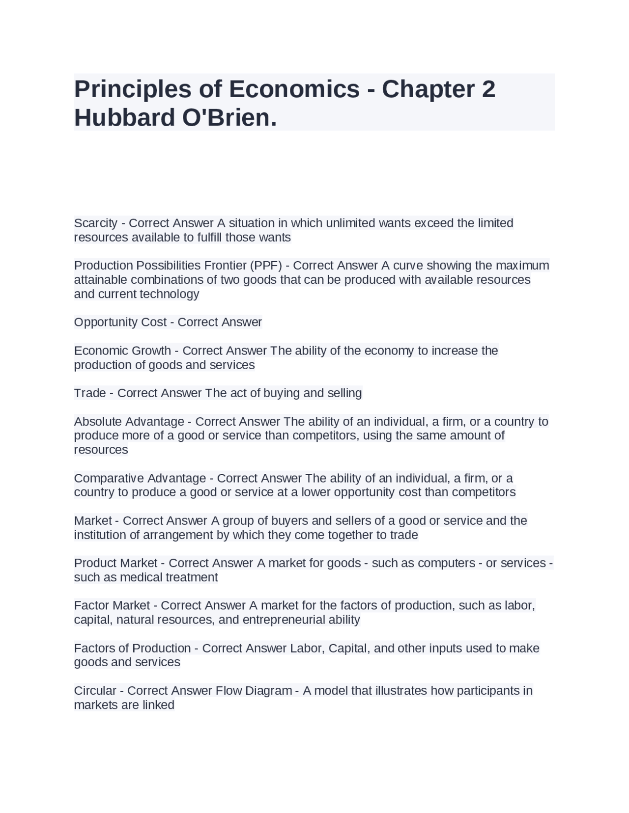 Principles of Economics: Key Concepts and Definitions | Exams Economics ...