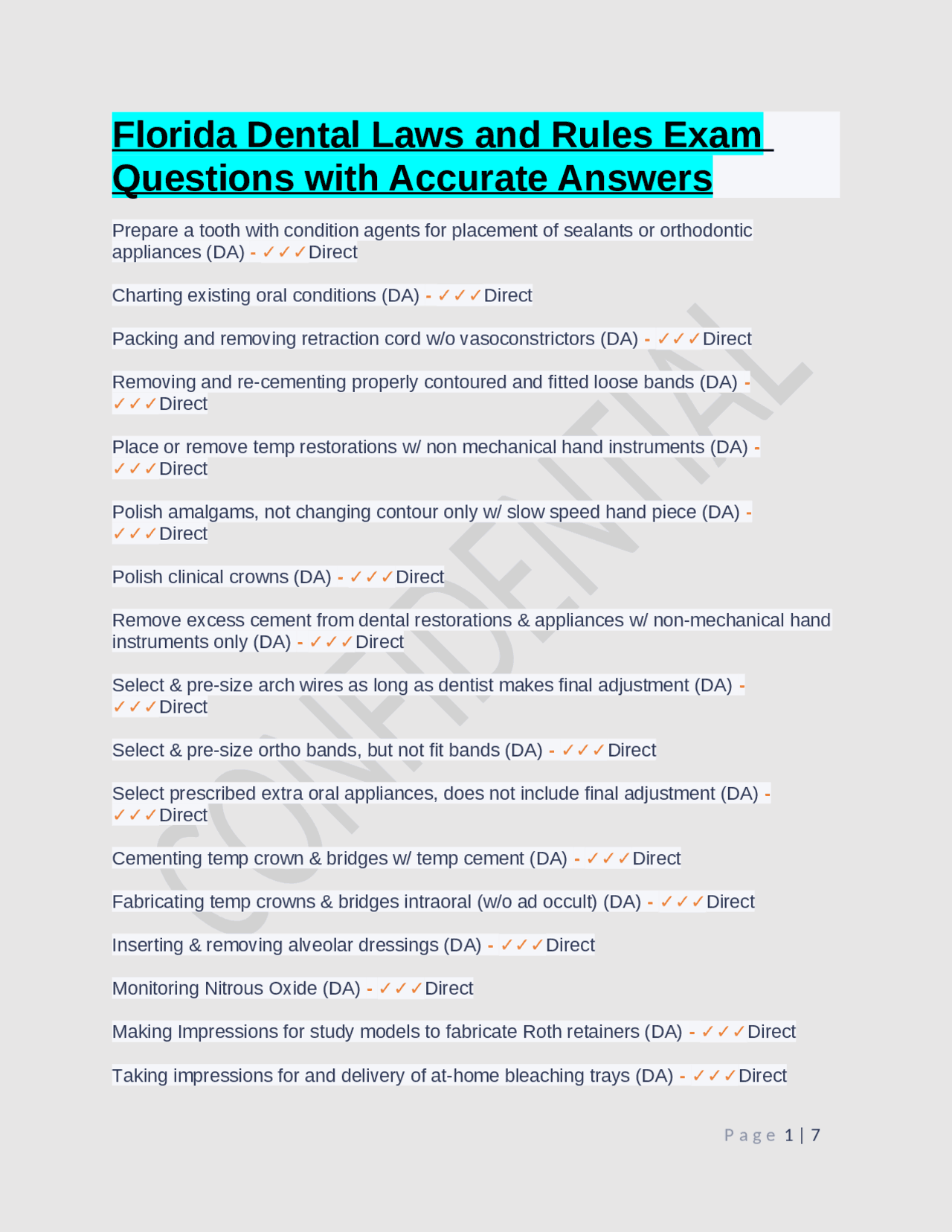 Florida Dental Laws and Rules Exam Questions with Accurate Answers