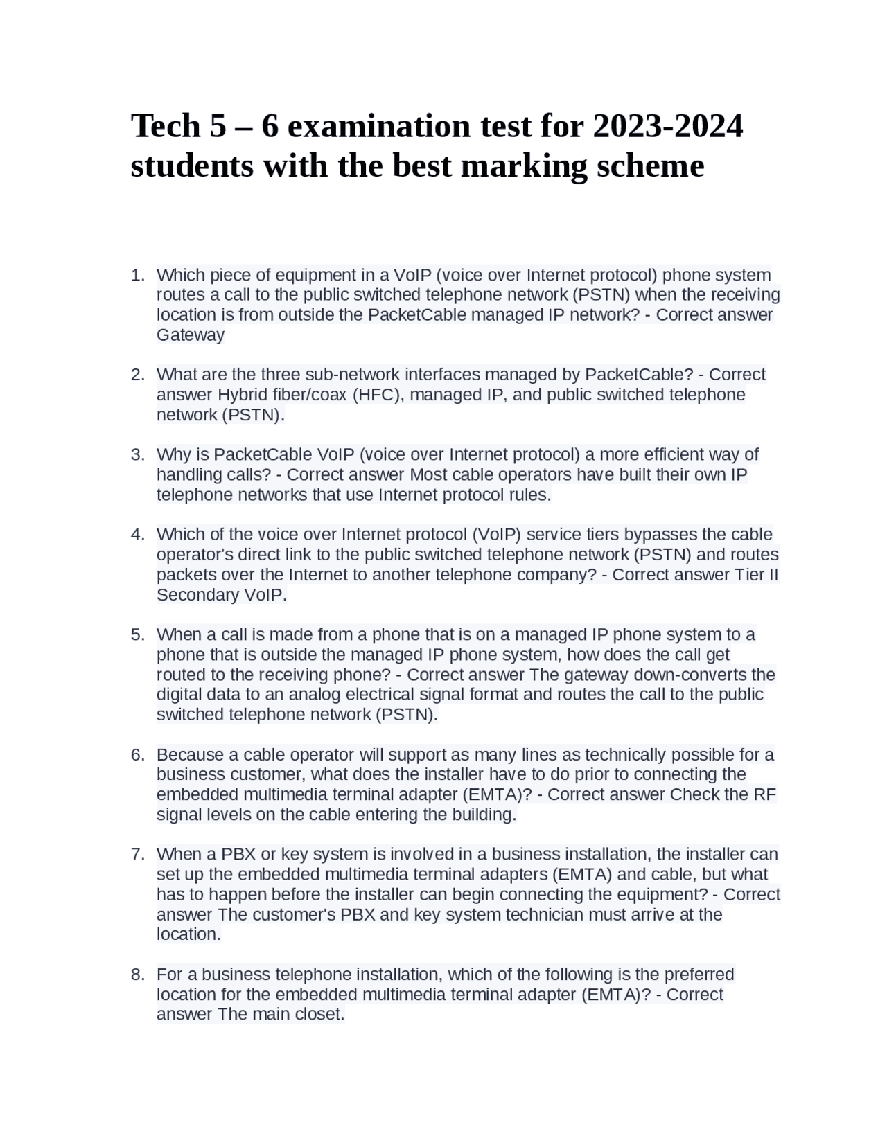 Tech 5 – 6 examination test for 2023-2024 students with the best ...