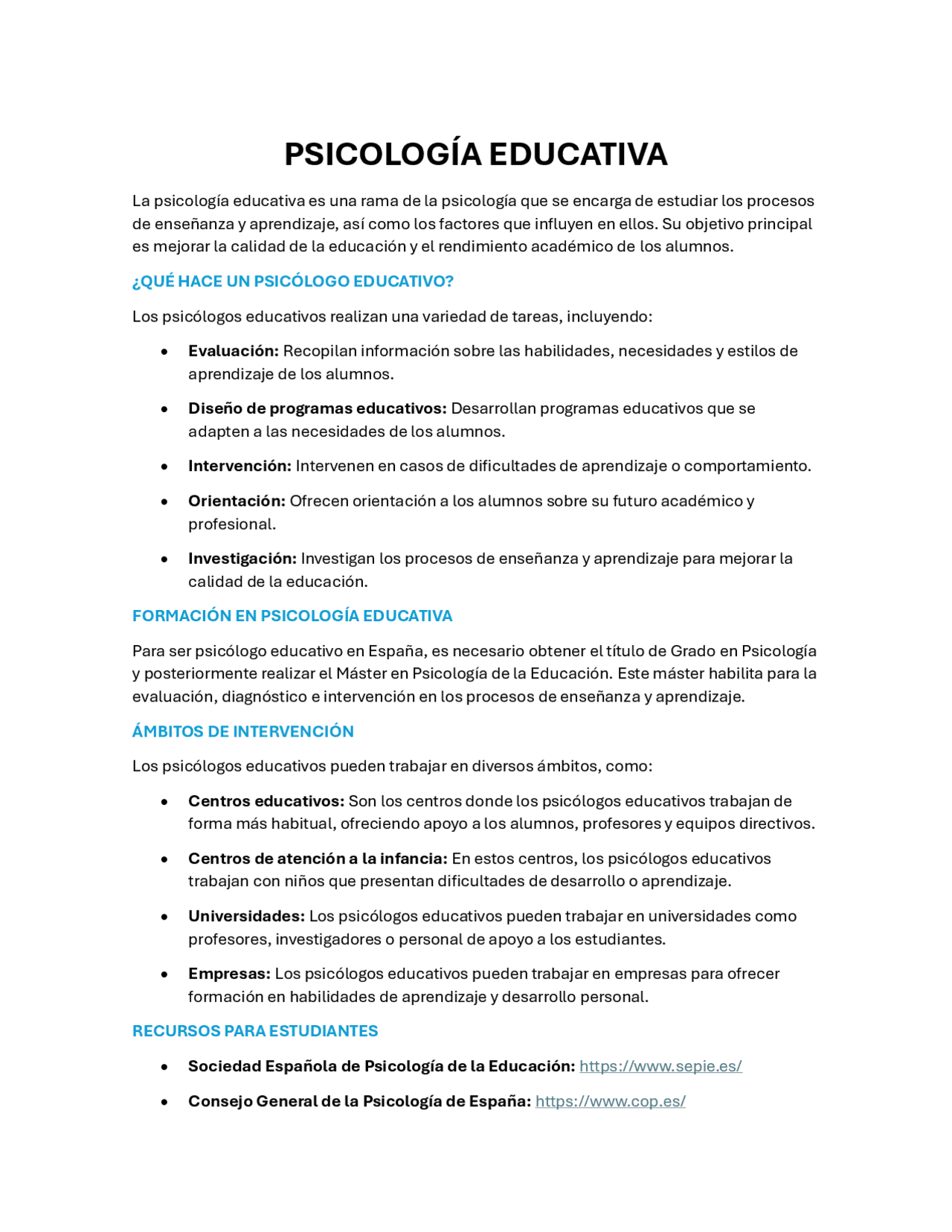 Resumen del tema psicologia educativa | Esquemas y mapas conceptuales ...