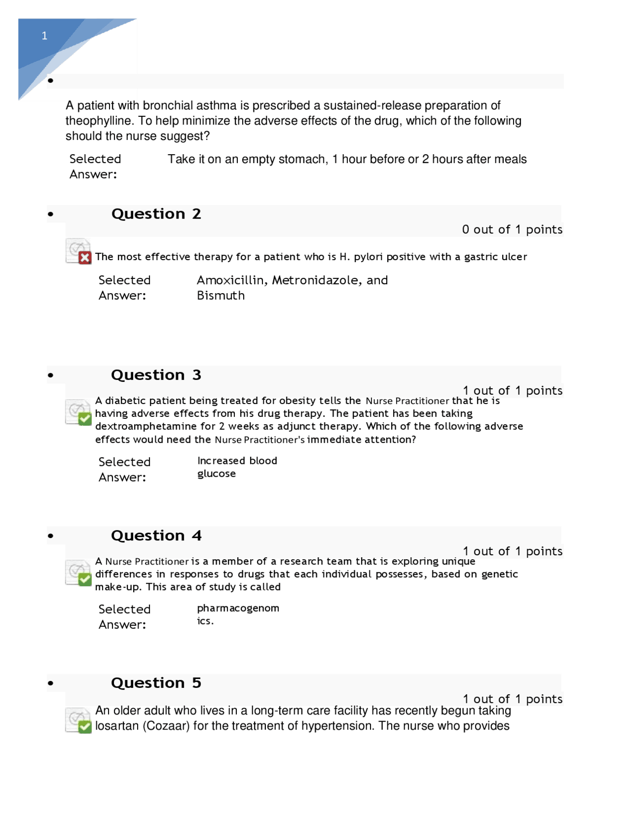 NURS QUESTIONS WITH CORRECT ANSWERS | Exercises Nursing | Docsity