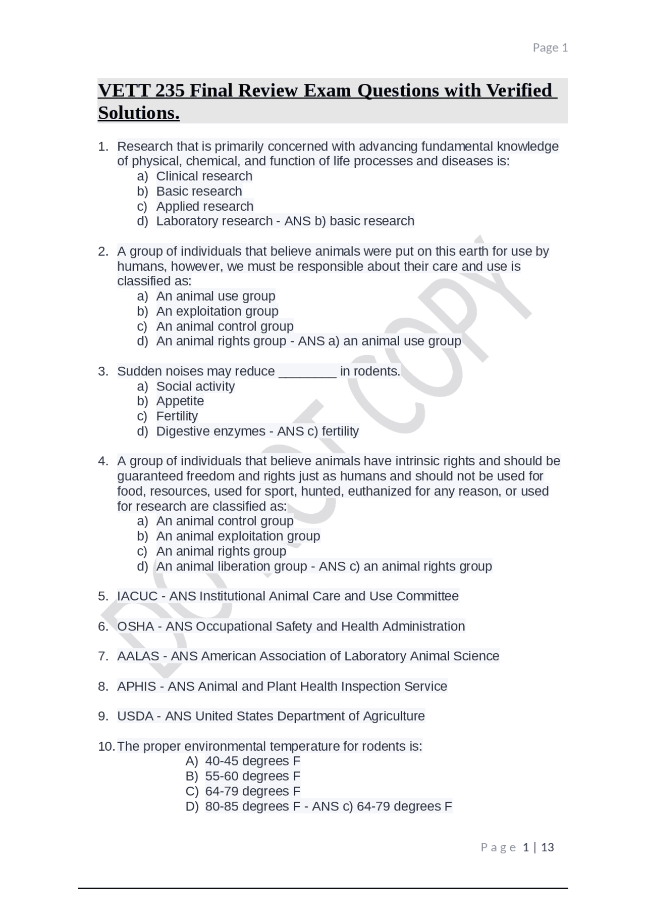 Vetr Gcse Question VETT 235 Final Review Exam Questions with Verified Solutions. | Exams ...