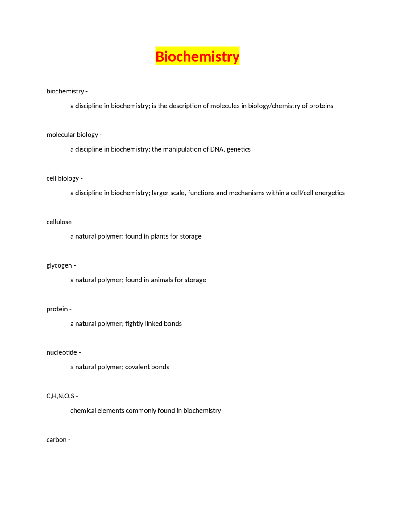 Biochemistry: Molecules, Polymers, and Enzymes | Exams Biochemistry ...