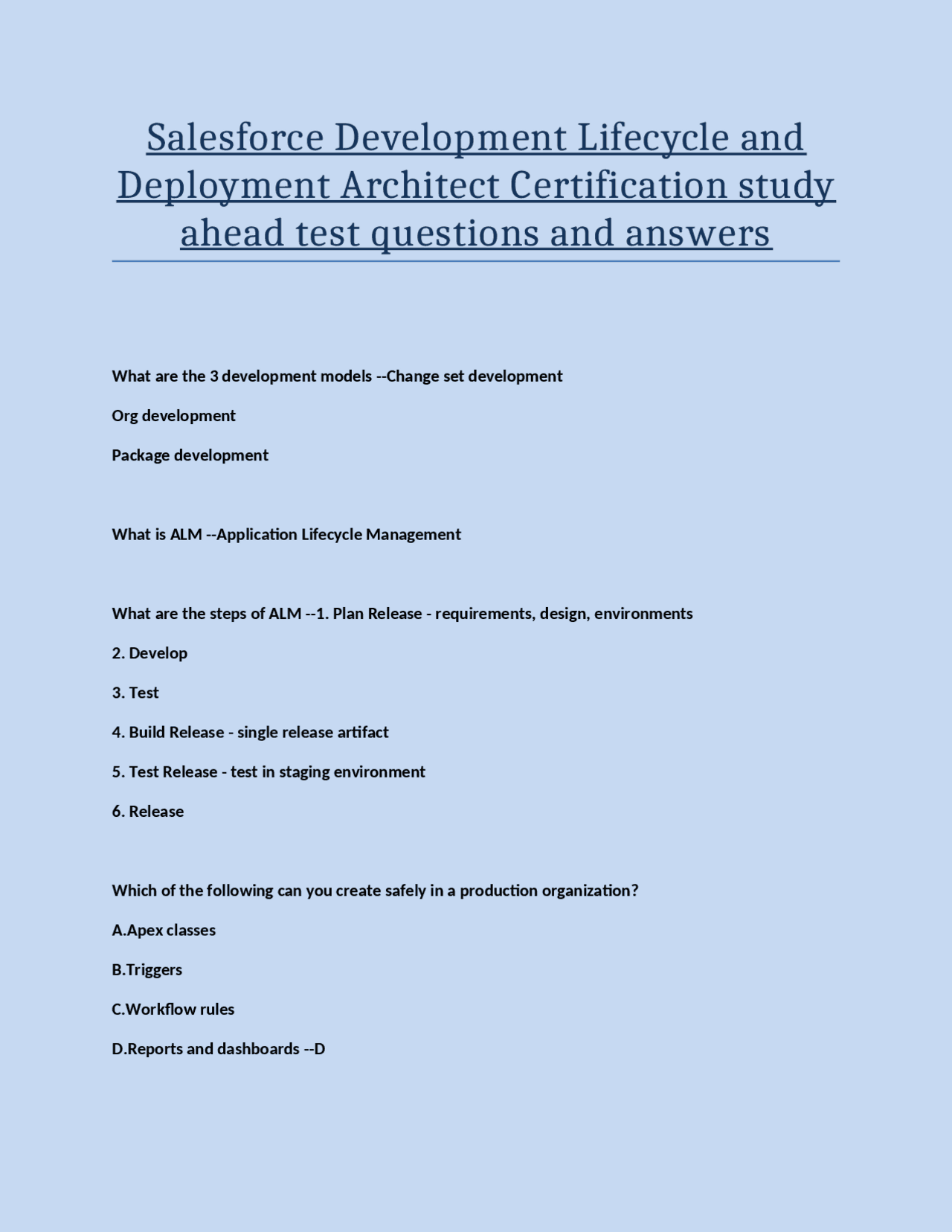 Salesforce Development Lifecycle and Deployment Architect Certification ...