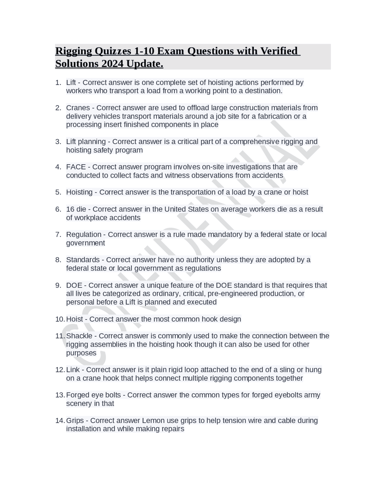 Rigging Quizzes 110 Exam Questions with Verified Solutions 2024 Update