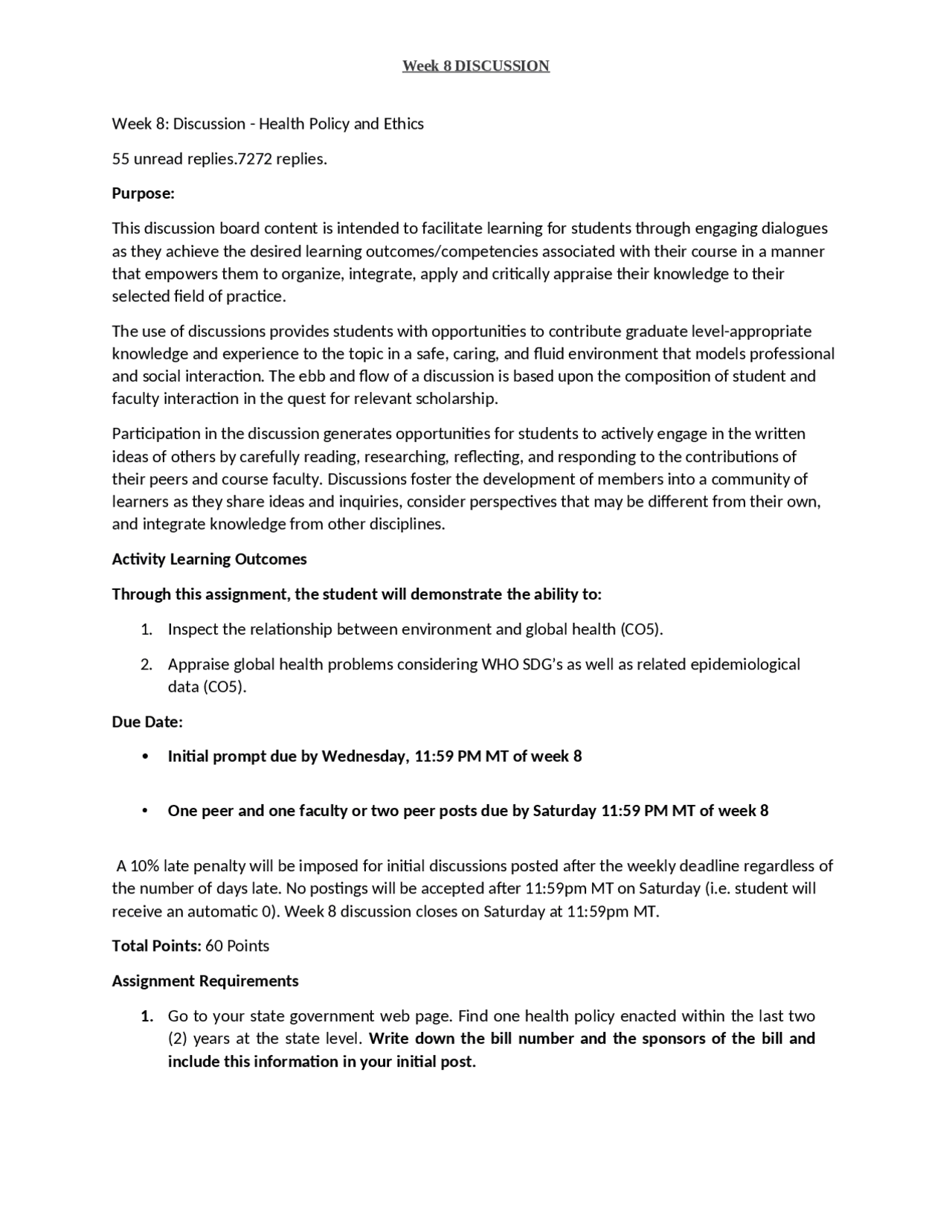 Health Policy and Ethics -Week 8 Discussion. | Exams Health, psychology ...