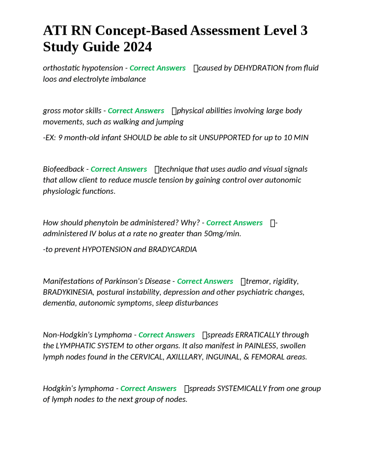 ATI RN ConceptBased Assessment Level 3 Study Guide 2024 Exams
