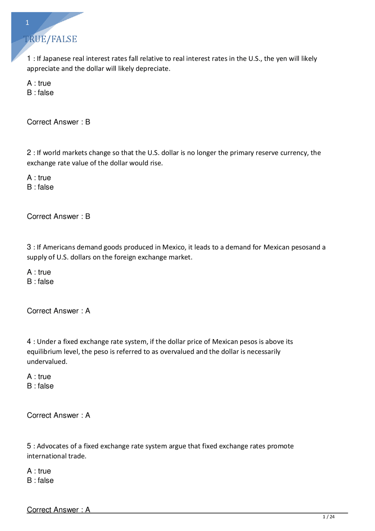 International Finance Questions With Correct Answers Exams Nursing International Finance Questions With Correct Answers Exams Nursing