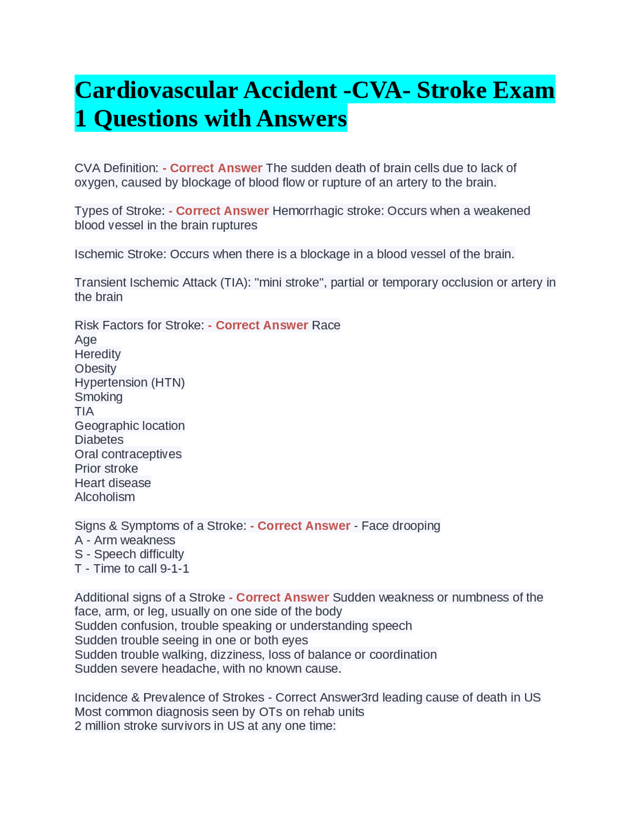 CVA - Stroke: Definition, Types, Risk Factors, Signs & Symptoms ...