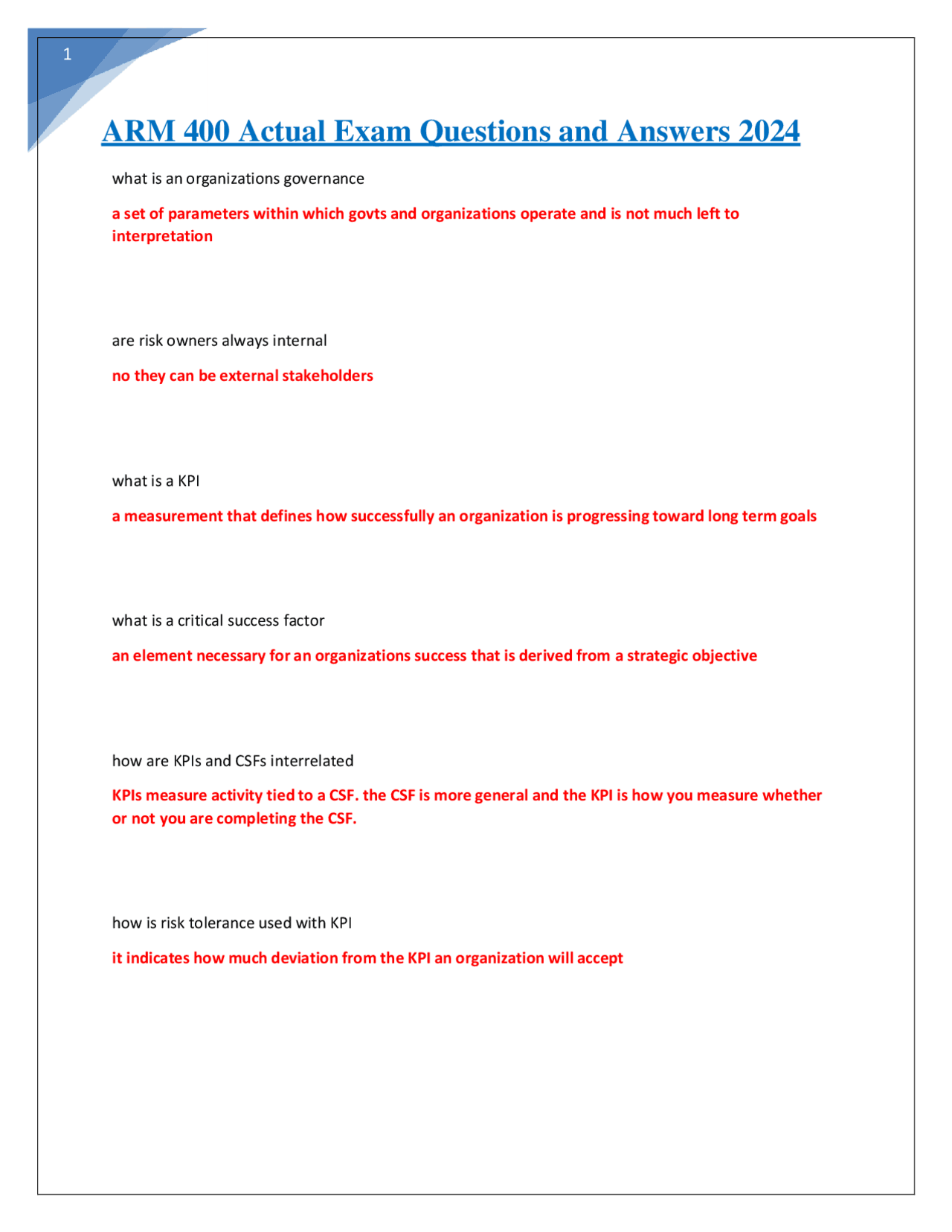 ARM 400 Actual Exam Questions and Answers 2024 Exams Marketing