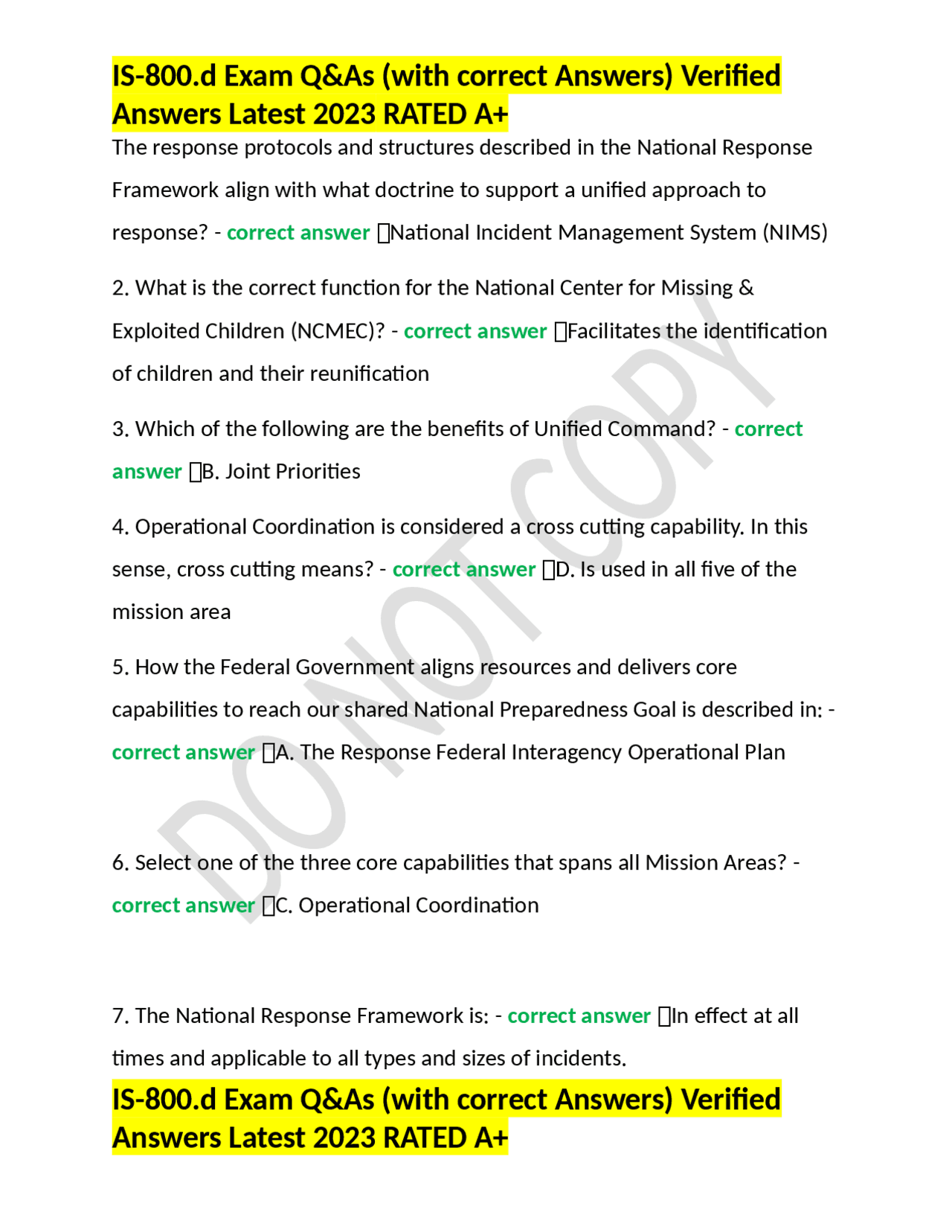 IS800.d Exam Q&As (with correct Answers) Verified Answers Latest 2024