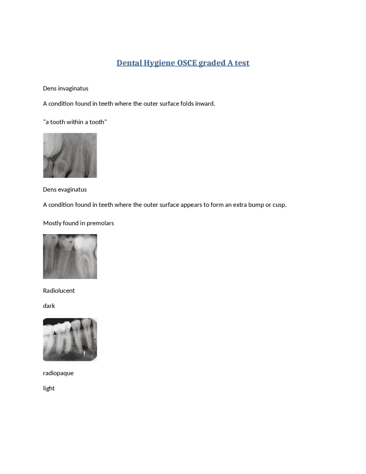 Dental Hygiene OSCE graded A test Exams Dentistry Docsity