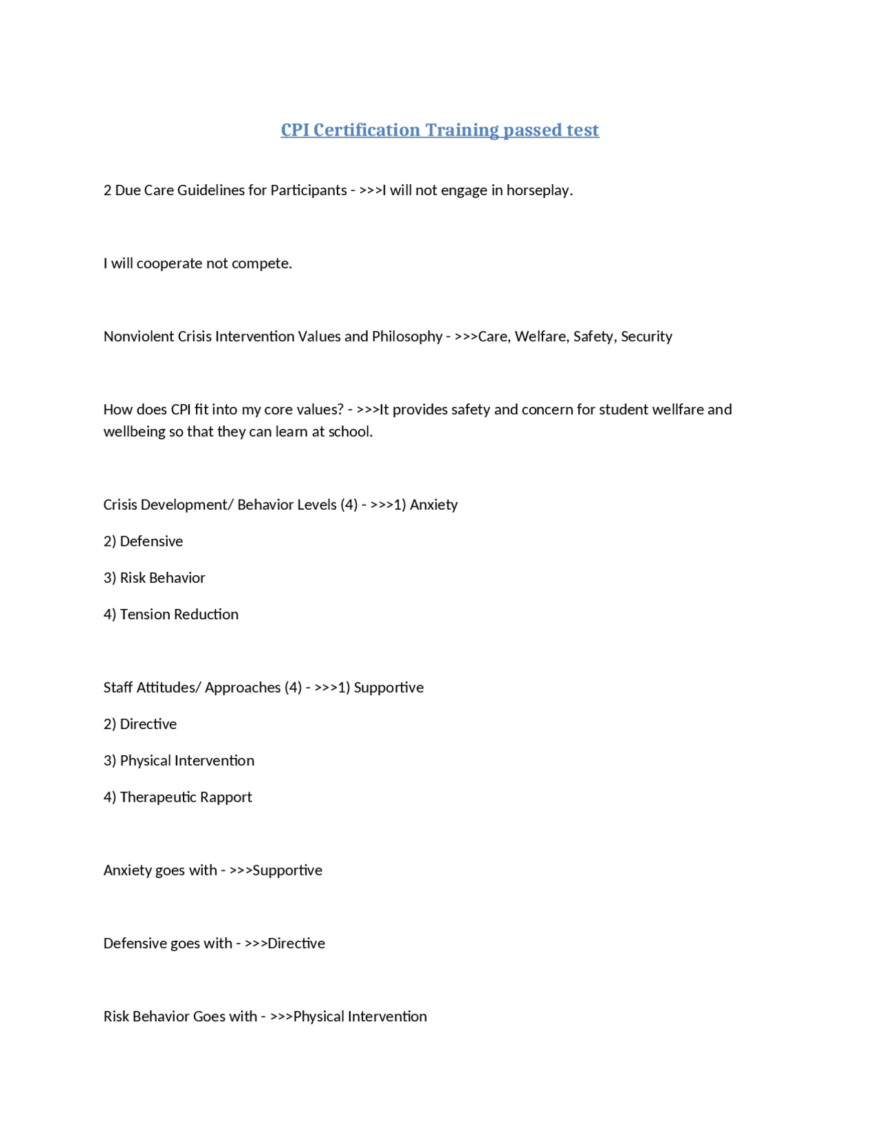 CPI Certification Training passed test Exams Basic Electronics Docsity