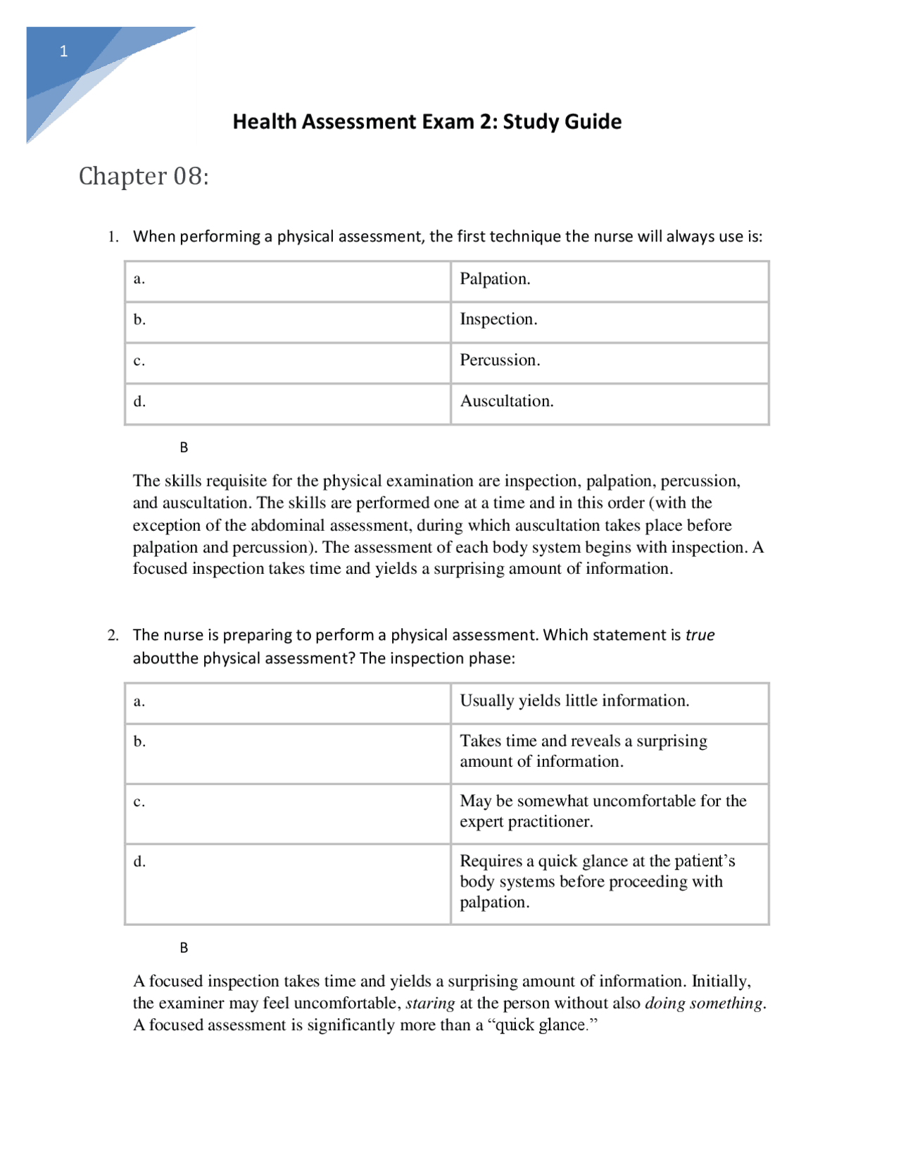 NURSING 2058 Health Assessment Exam 2 study guide Graded A | Exams ...