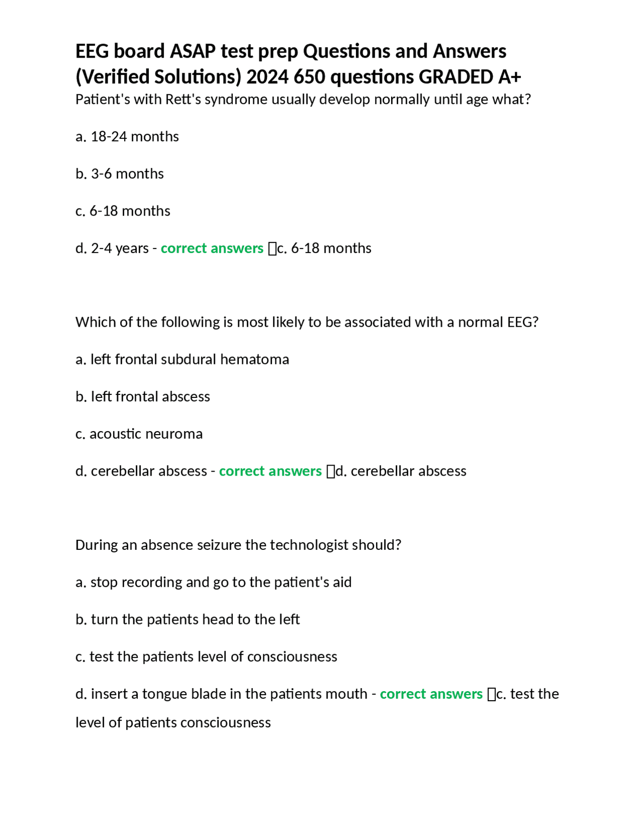 EEG board ASAP test prep Questions and Answers (Verified Solutions ...