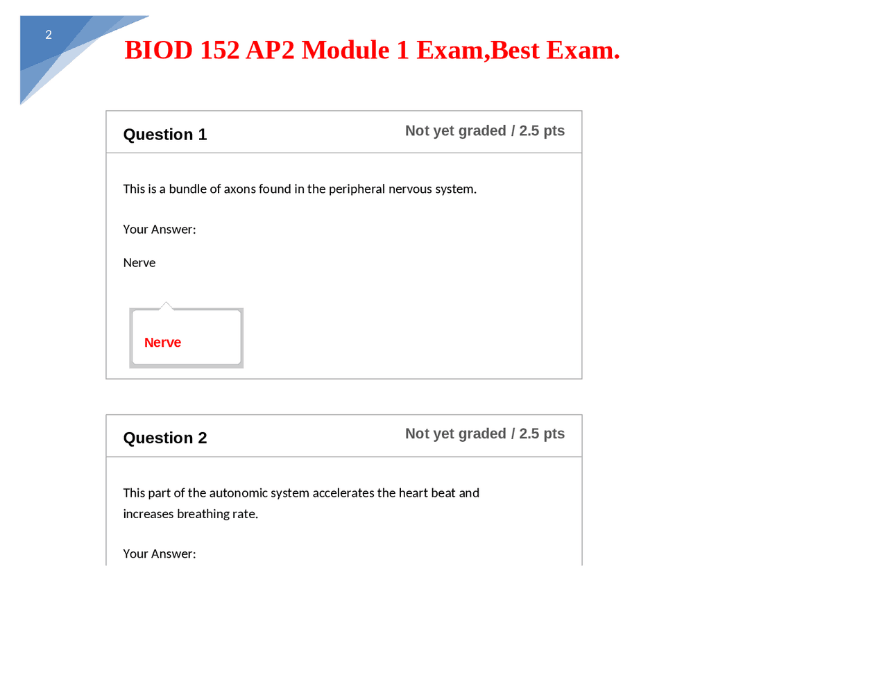 Neuron Anatomy and Function: BIOD 152 AP2 Module 1 Exam | Exams Health ...