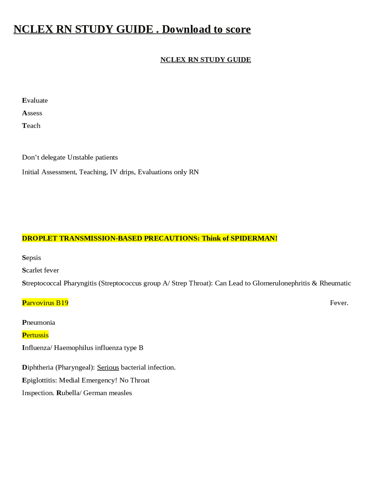 NCLEX RN Study Guide: Key Points for Acing the Exam | Exams Nursing ...