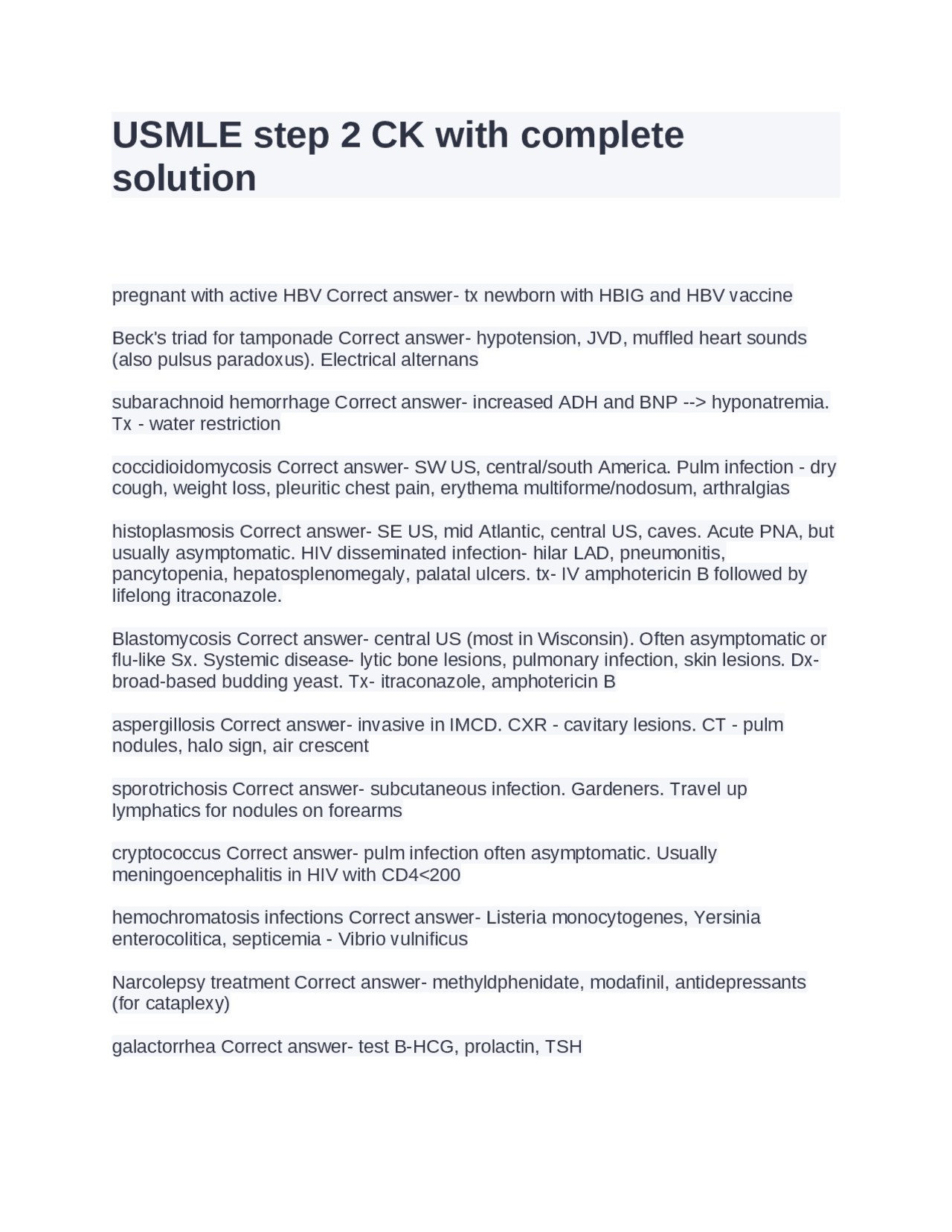 Step 2 Questions 2024 USMLE STEP 2 CK WITH COMPLETE SOLUTION | Exams Nursing | Docsity
