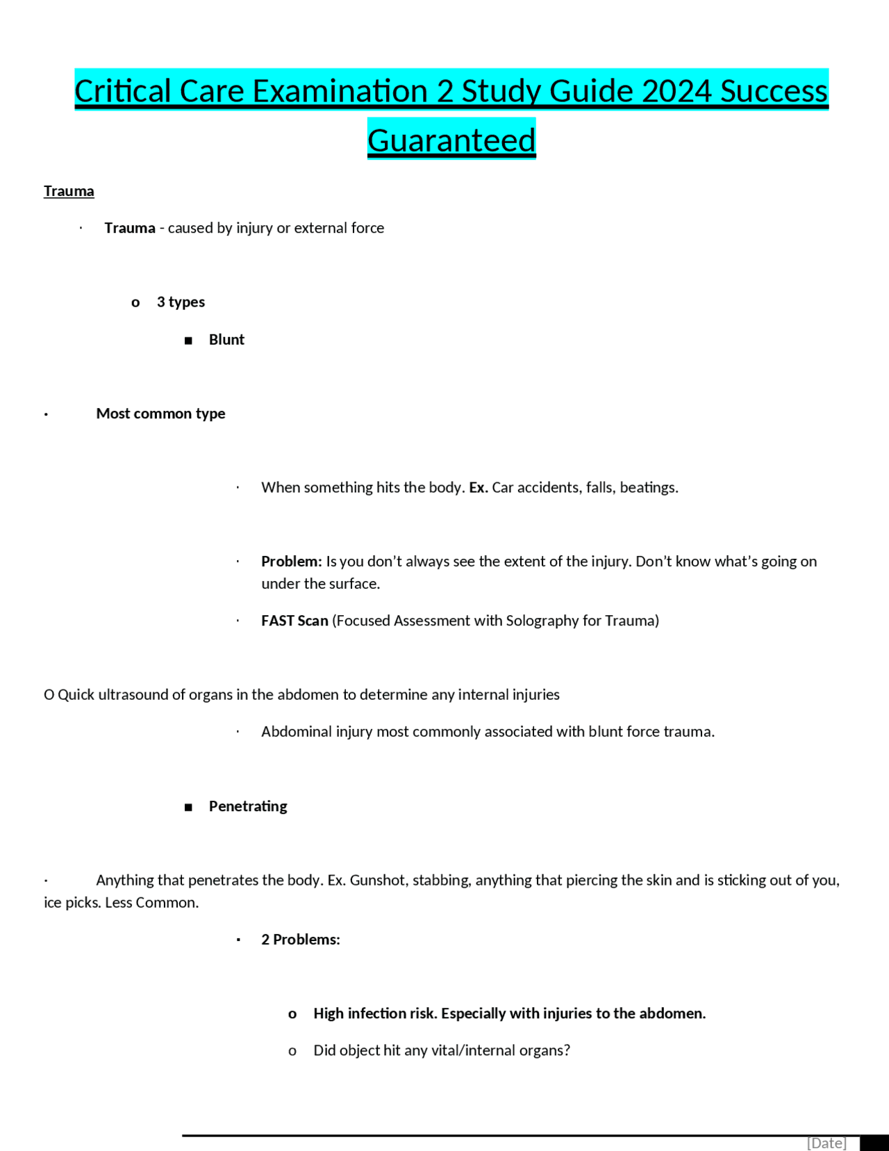 Critical Care Examination 2 Study Guide 2024 Success Guaranteed | Exams ...