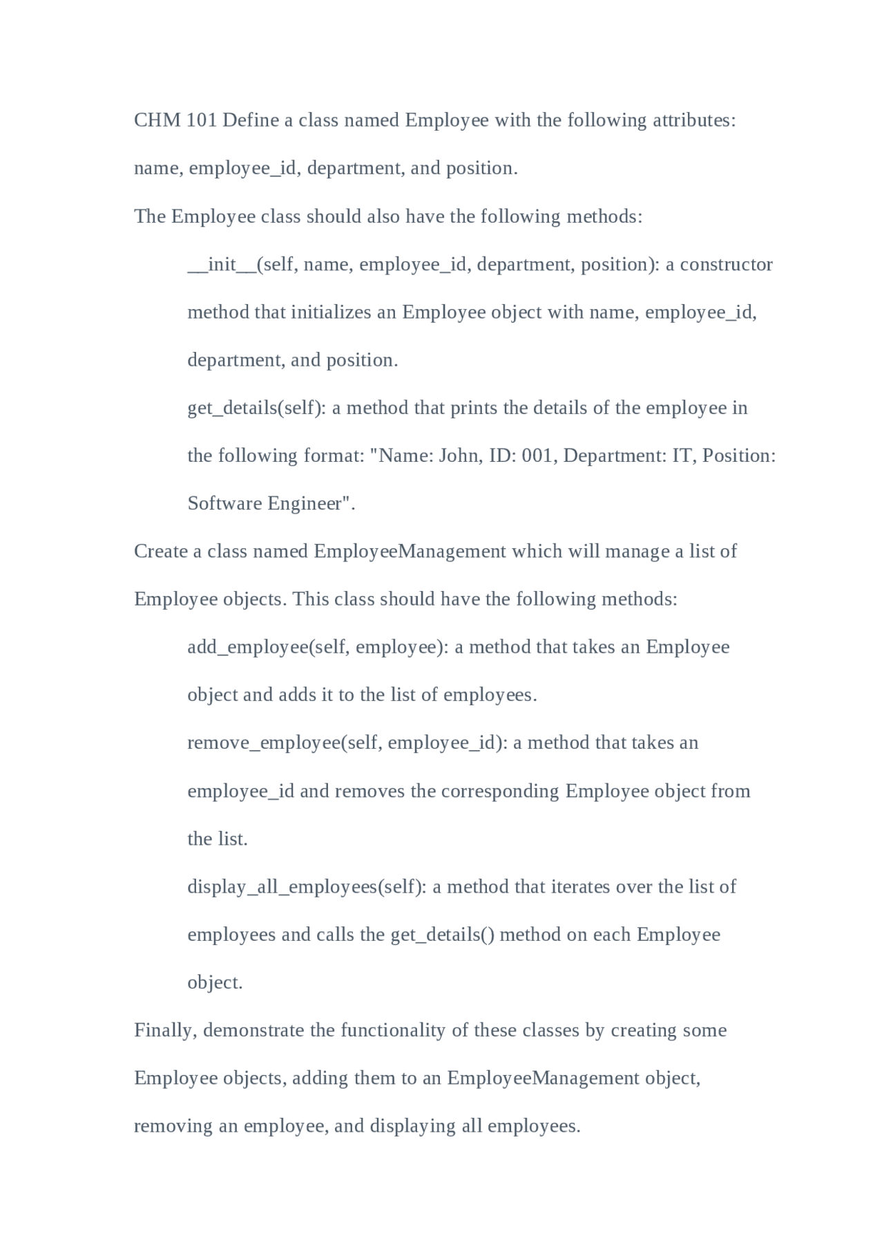 Python Classes: Employee and EmployeeManagement | Lecture notes ...