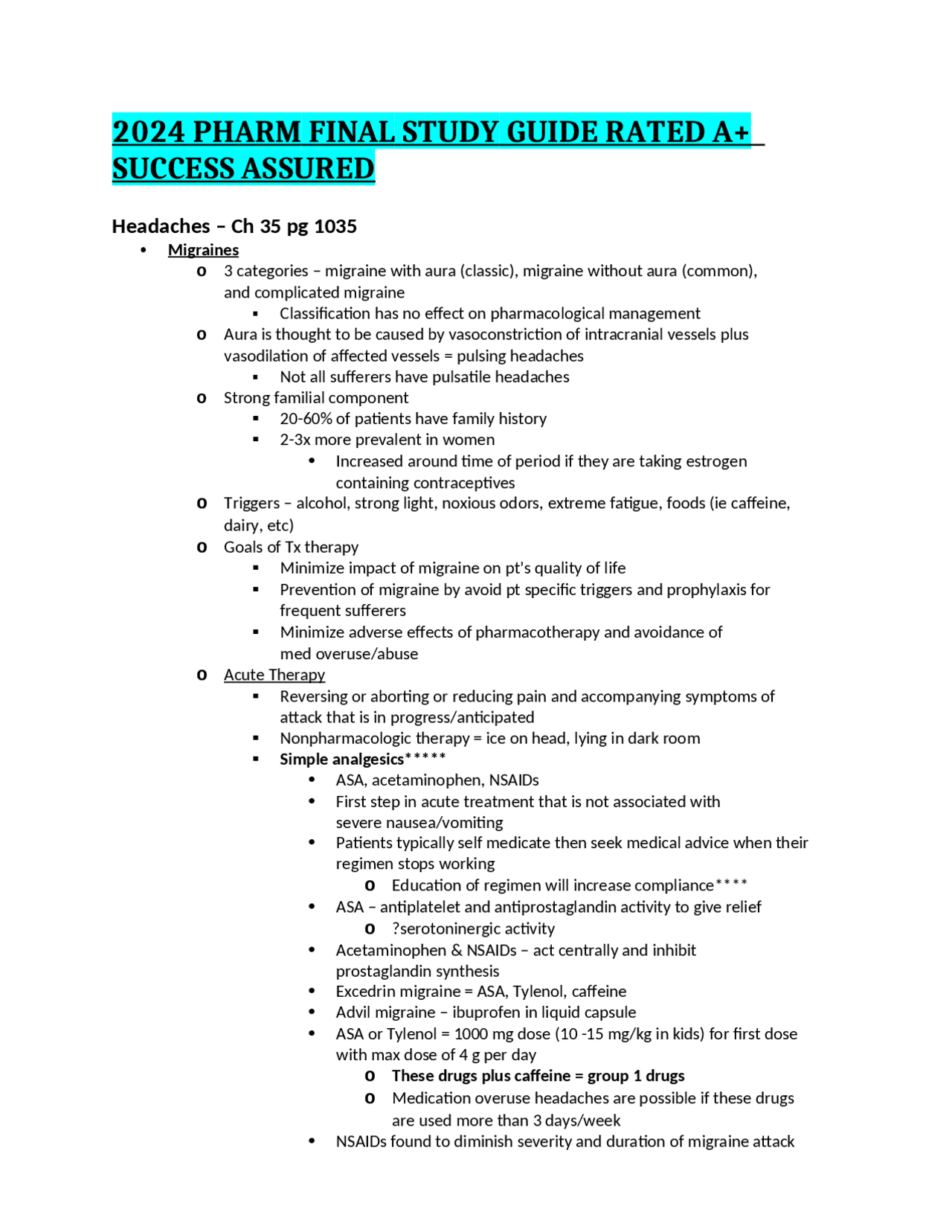 2024 PHARM FINAL STUDY GUIDE RATED A+ SUCCESS ASSURED | Exams ...