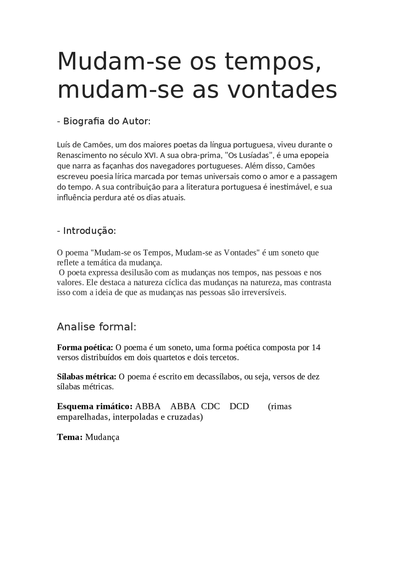 mudam-se os tempos mudam se as vontades | Esquemas Português (Gramática ...