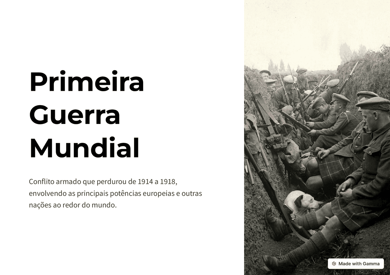 Primeira Guerra Mundial | Slides História | Docsity