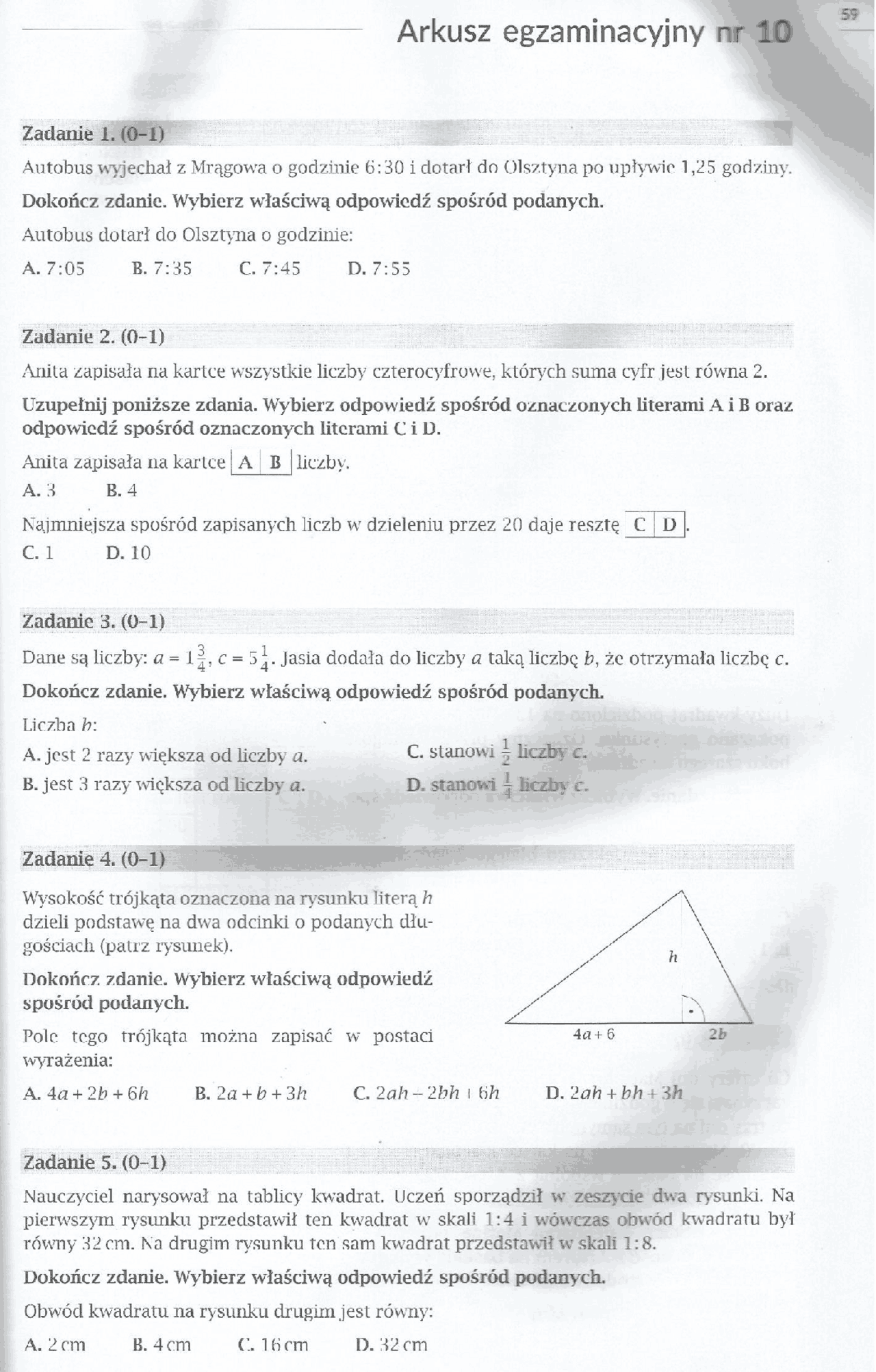 Arkusz z matematyki egzamin ósmoklasisty | Egzaminy Matematyka | Docsity