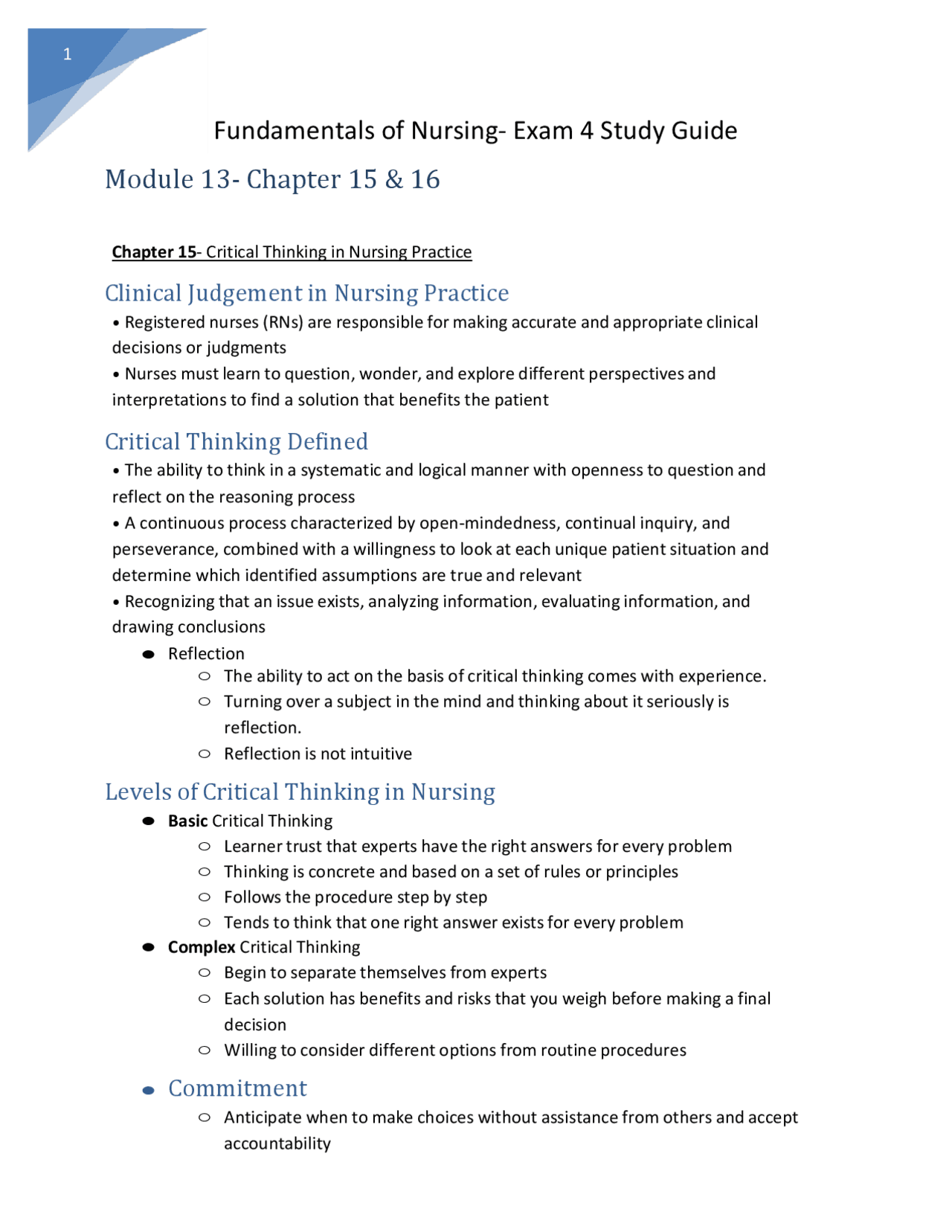 Fundamentals of Nursing- Exam 4 Study Guide (1) Graded A | Exams ...