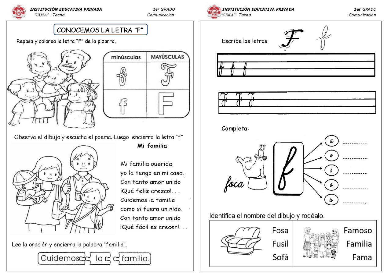 F Y R Conocemos la letra 'F' y 'R,r' - Prof. Montesinoz | Resúmenes de ...