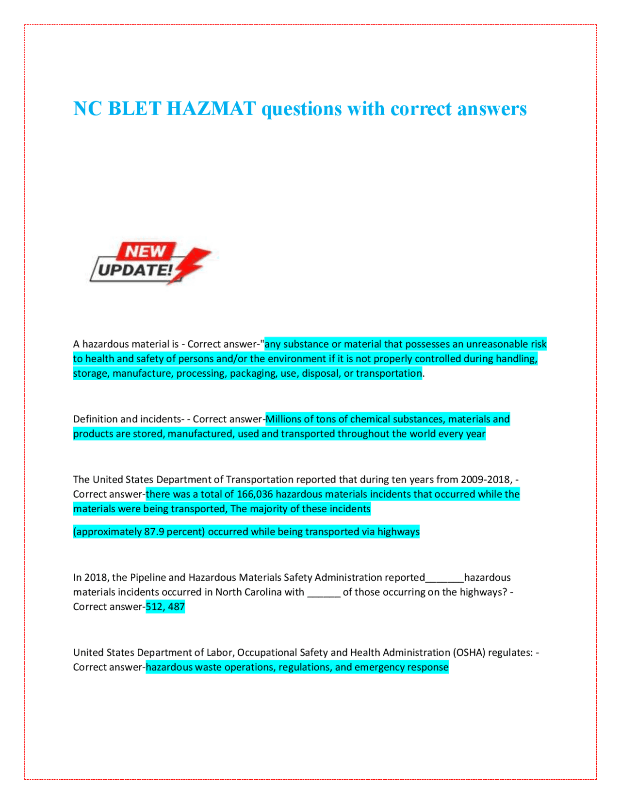 NC BLET HAZMAT Training: Understanding Hazardous Materials and ...