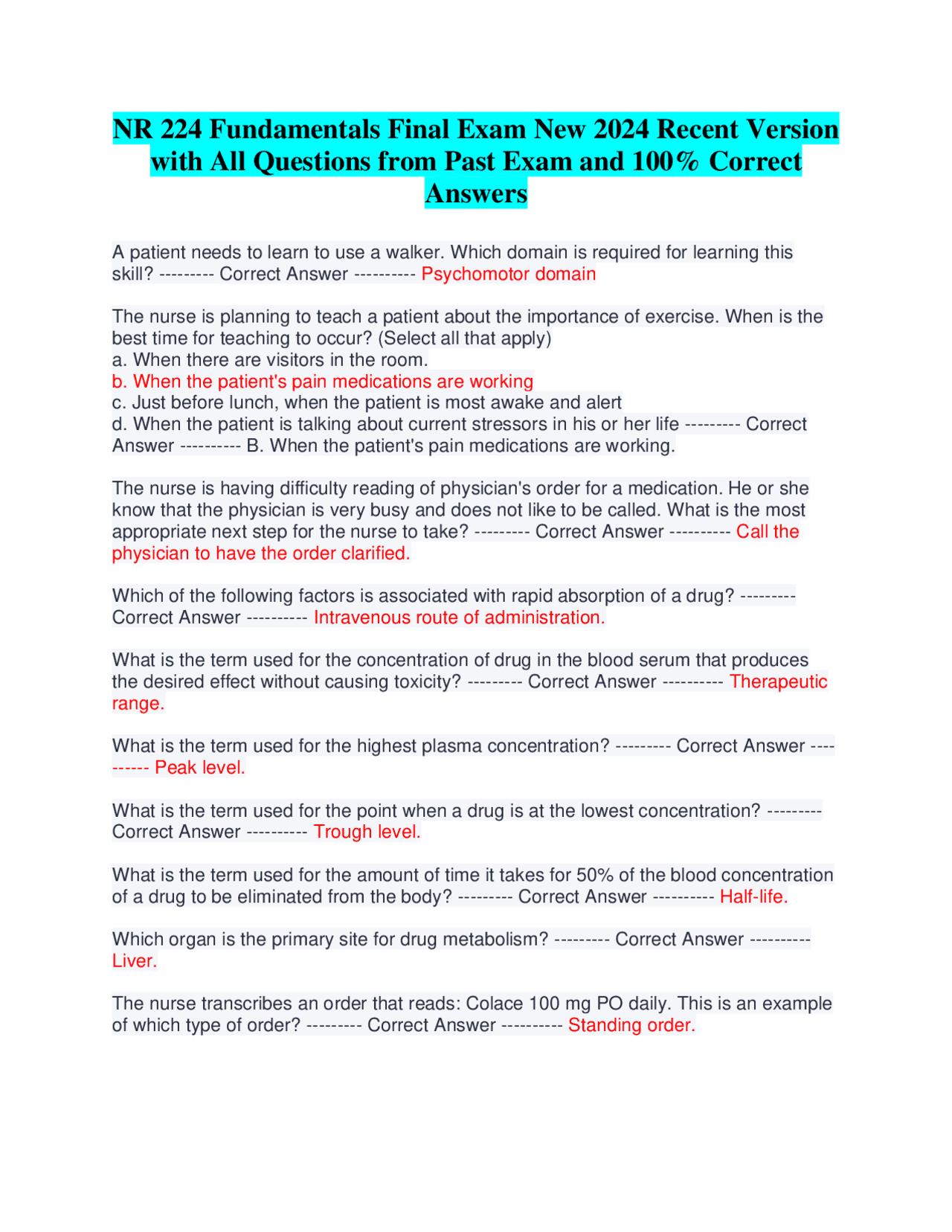 Best Practices for Safe Medication Administration Exams Nursing Docsity