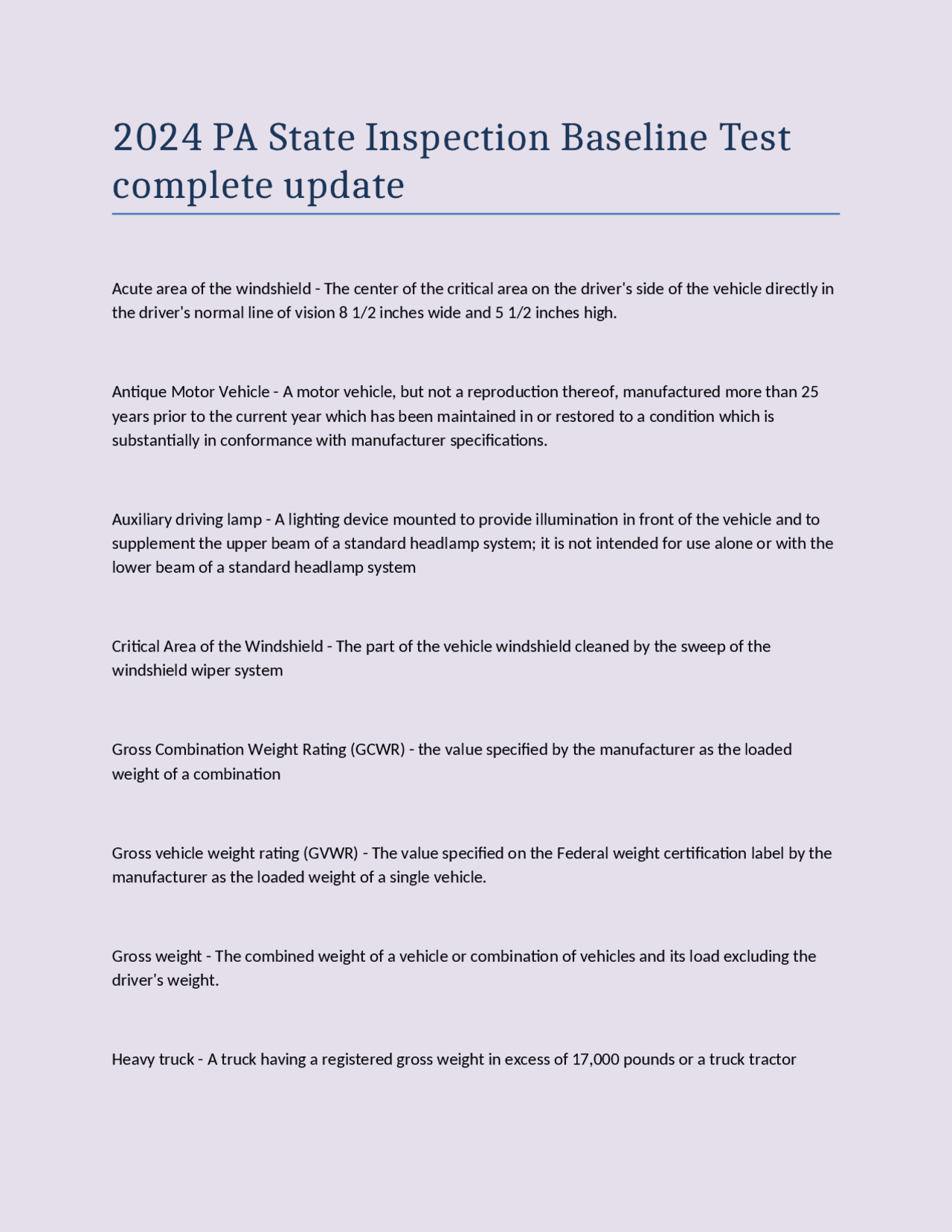 2024 PA State Inspection Baseline Test complete update | Exams Nursing ...